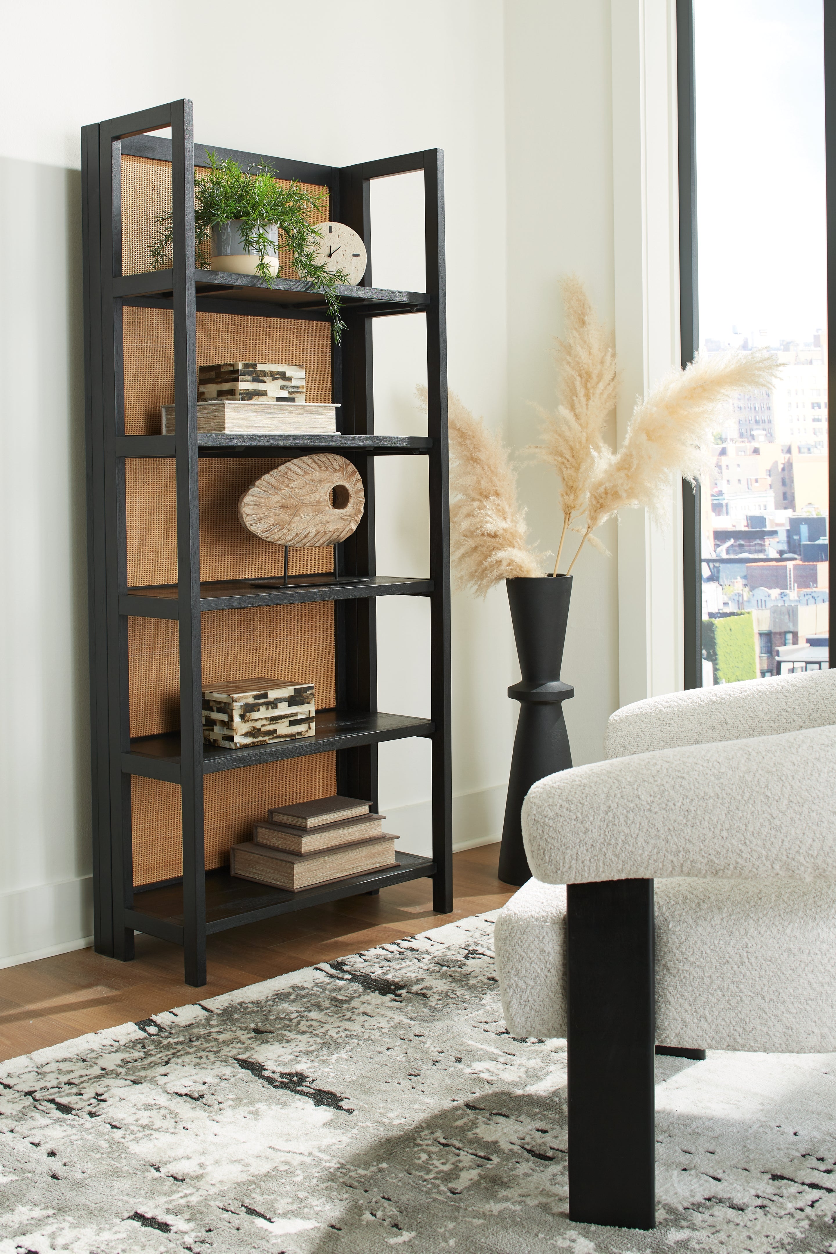 Floridian Furniture - Ashley Furniture - Abyard Bookcase - Bookcase / Black/Natural - A4000574