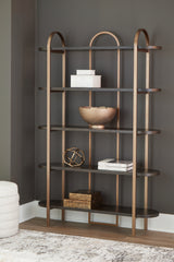 Floridian Furniture - Ashley Furniture - Brentmour Bookcase - Bookcase / Brown/Gold Finish - A4000589