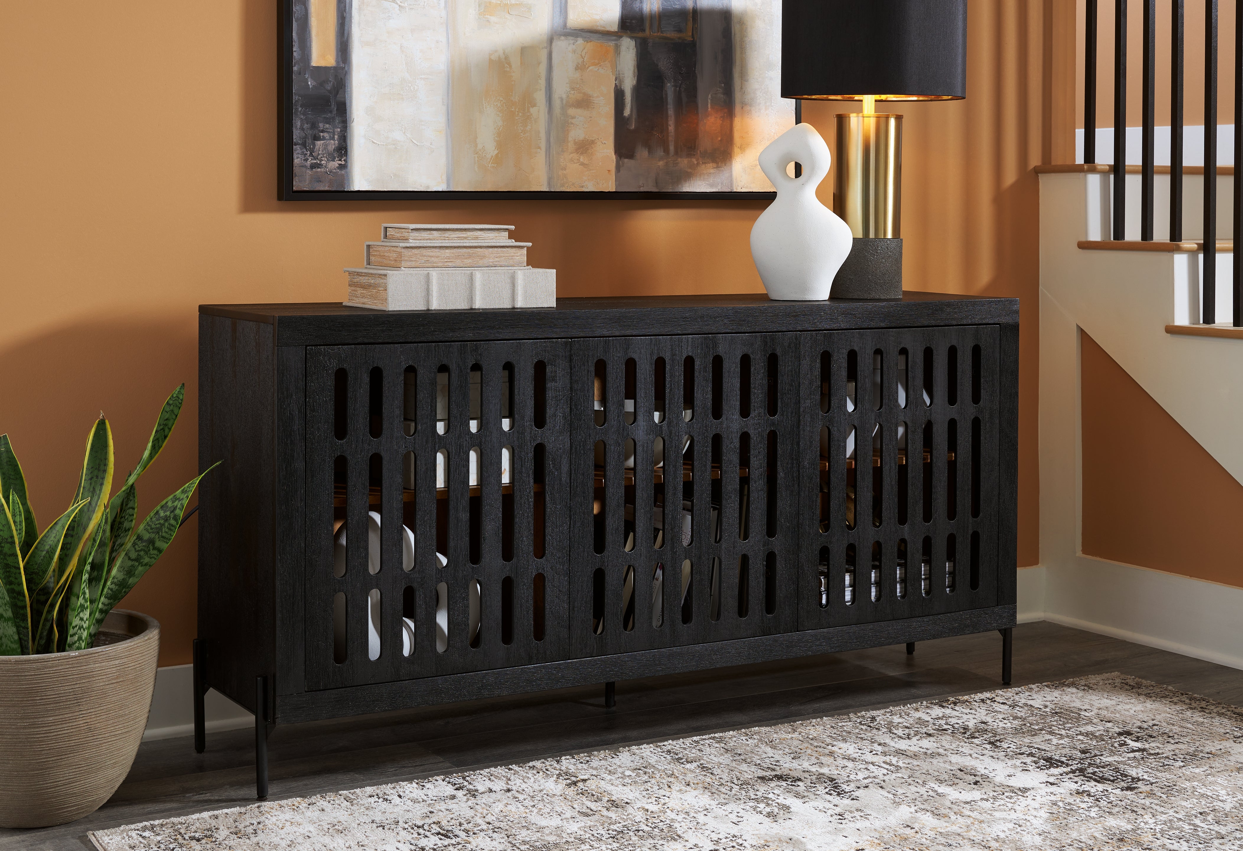 Floridian Furniture - Ashley Furniture - Vallisburg Accent Cabinet - Accent Cabinet / Black/Natural - A4000644