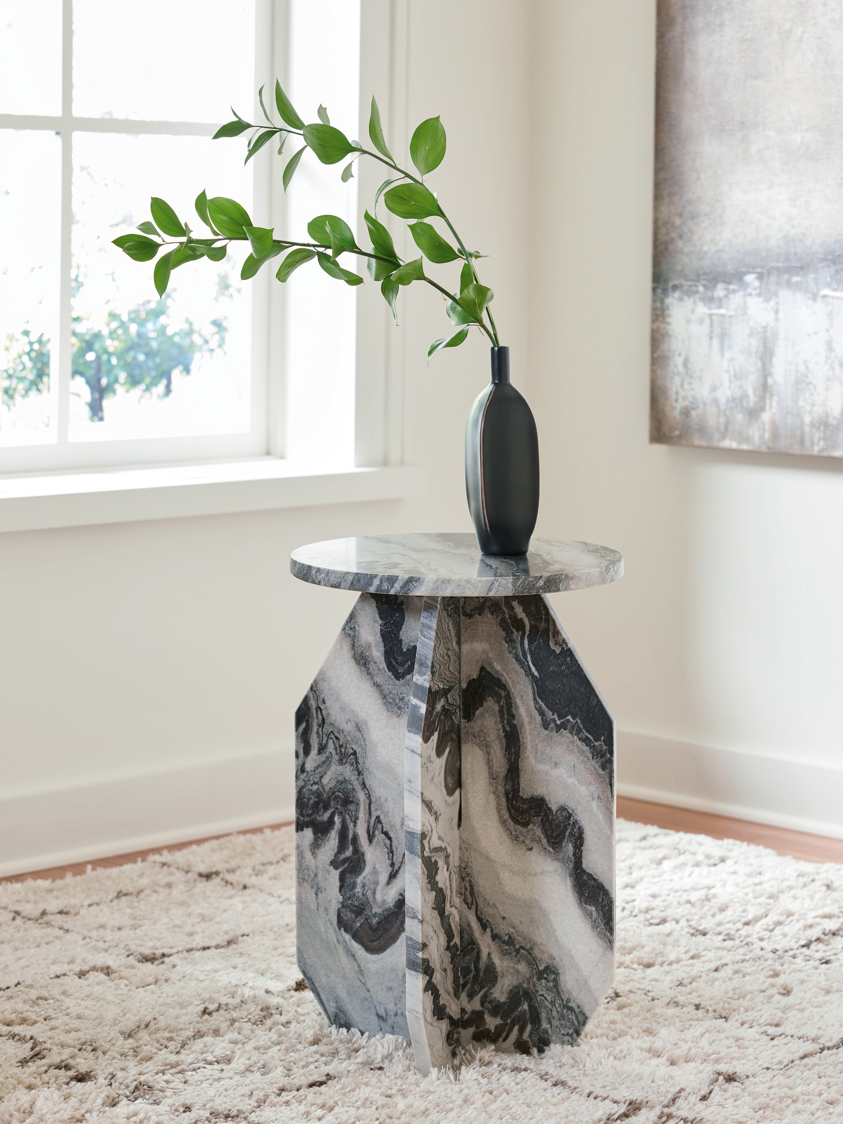 Floridian Furniture - Ashley Furniture - Wrenlane Accent Table - Accent Table / Black/White/Taupe - A4000646