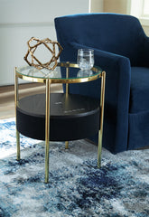 Floridian Furniture - Ashley Furniture - Nedman Accent Table with Speaker - Accent Table with Speaker / Black/Gold Finish - A4000669