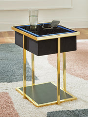 Floridian Furniture - Ashley Furniture - Rexwell Accent Table with Speaker - Accent Table with Speaker / Black/Gold Finish - A4000681