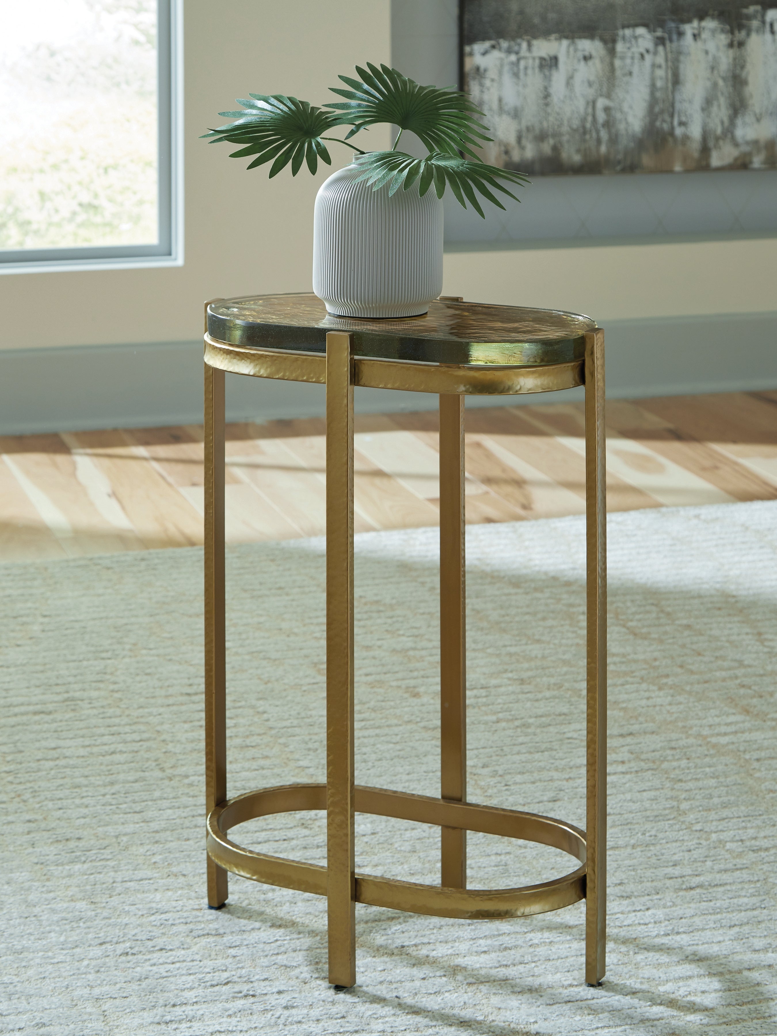 Floridian Furniture - Ashley Furniture - Porterville Accent Table - Accent Table / Gold Finish - A4000716