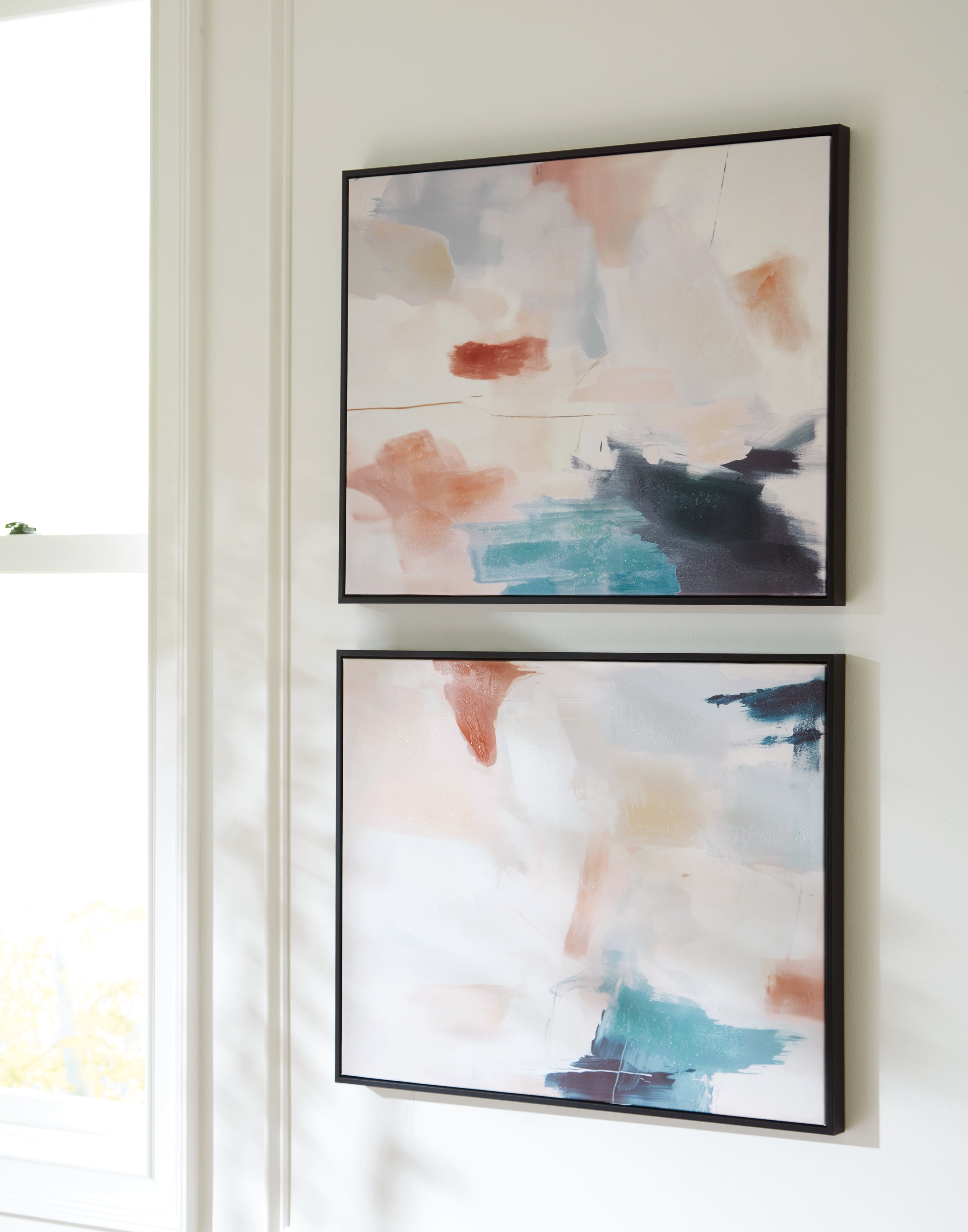 Floridian Furniture - Ashley Furniture - Caldish Wall Decor - Wall Art Set (Set of 2) / Blue/White/Pink - A8000415