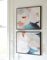 Floridian Furniture - Ashley Furniture - Caldish Wall Decor - Wall Art Set (Set of 2) / Blue/White/Pink - A8000415