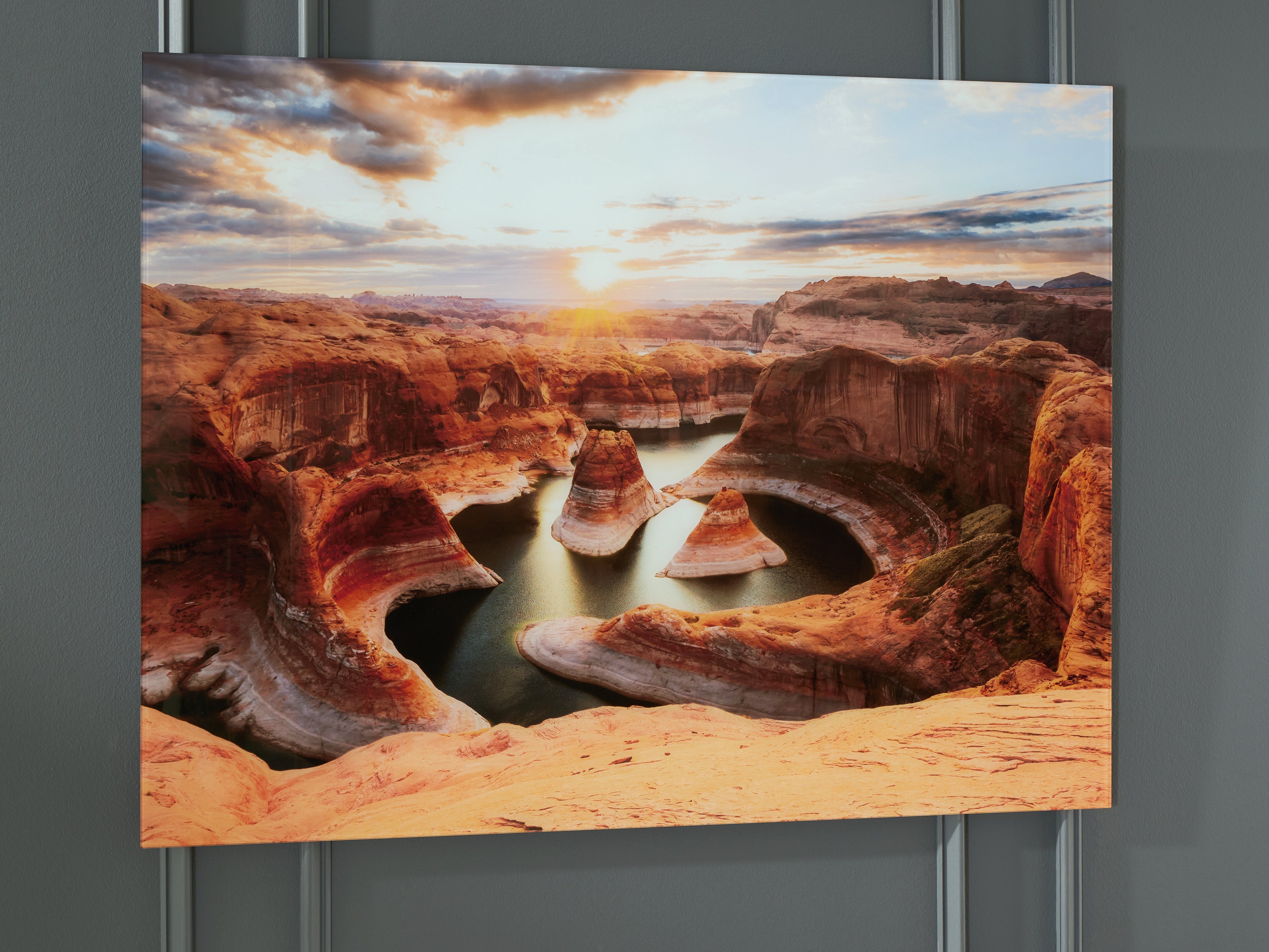 Floridian Furniture - Ashley Furniture - Deemsdon Wall Decor - Wall Art / Blue/Amber - A8000436