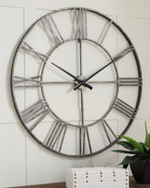 Floridian Furniture - Ashley Furniture - Paquita Wall Decor - Wall Clock / Antique Silver - A8010237