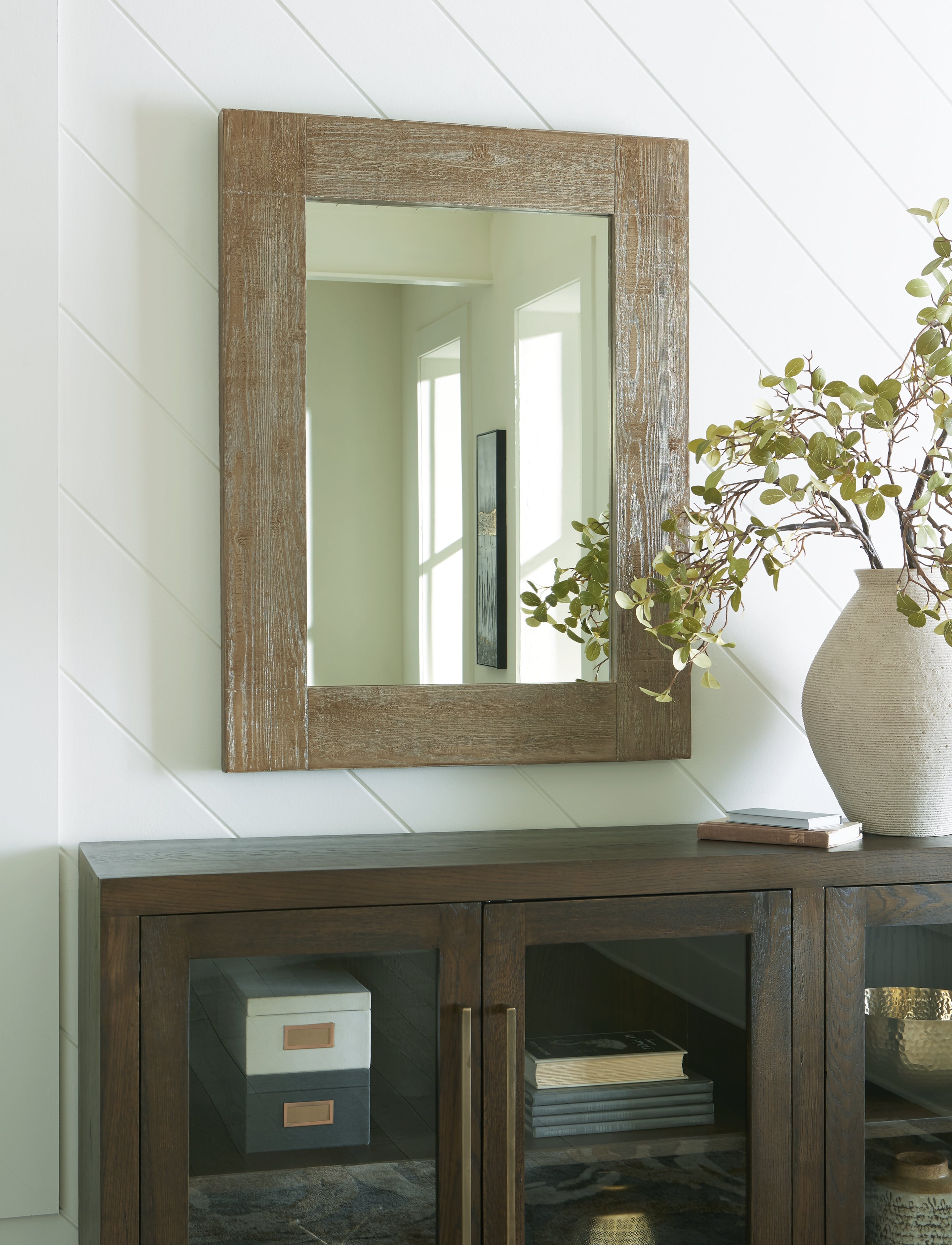 Floridian Furniture - Ashley Furniture - Waltleigh Mirror - Floor Mirror / Distressed Brown - A8010278