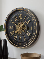 Floridian Furniture - Ashley Furniture - Dairton Wall Decor - Wall Clock / Black/Gold Finish - A8010385