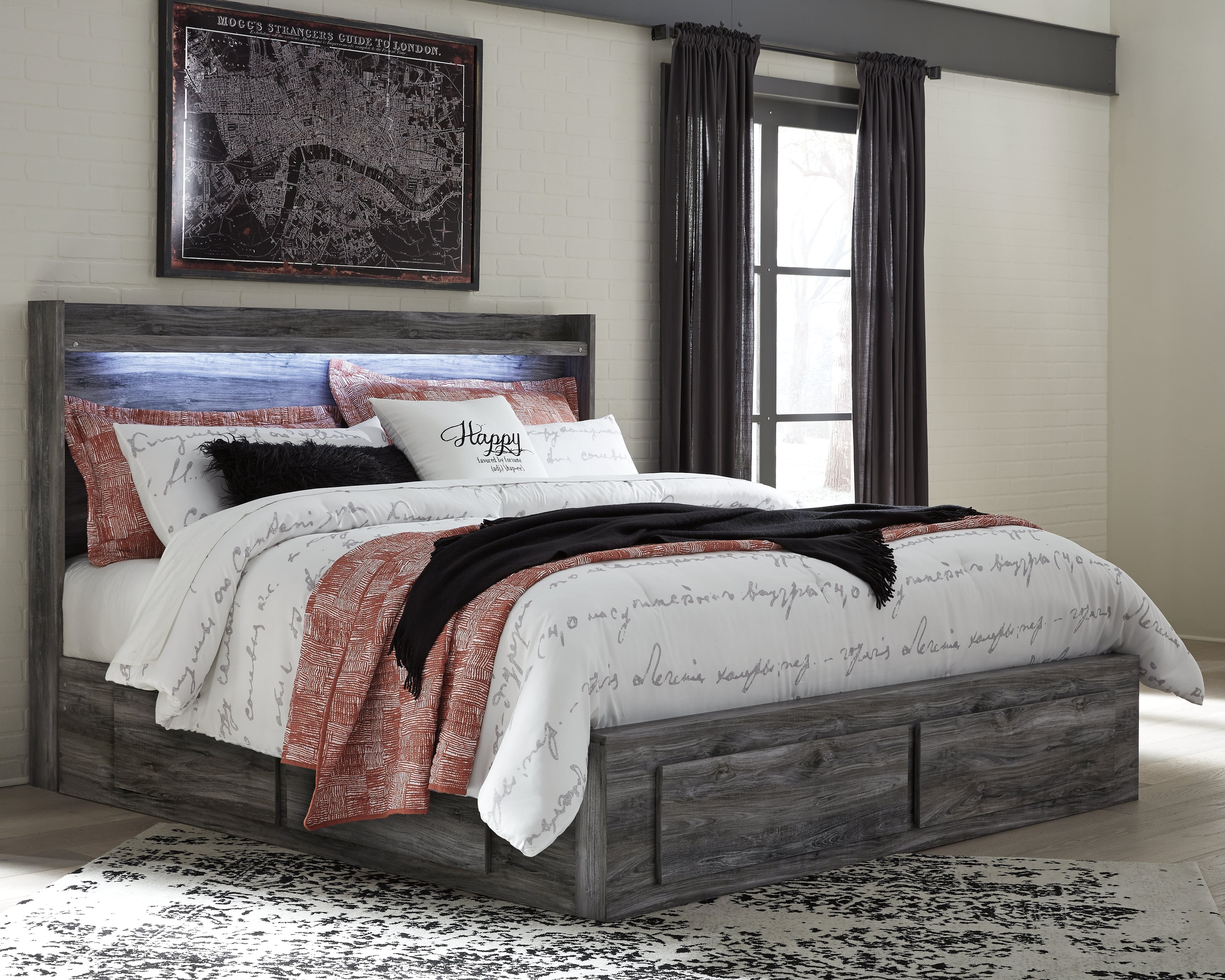 Floridian Furniture - Ashley Furniture - Baystorm Bedroom - Full Panel Bed with 2 Storage Drawers / Gray - B221B34