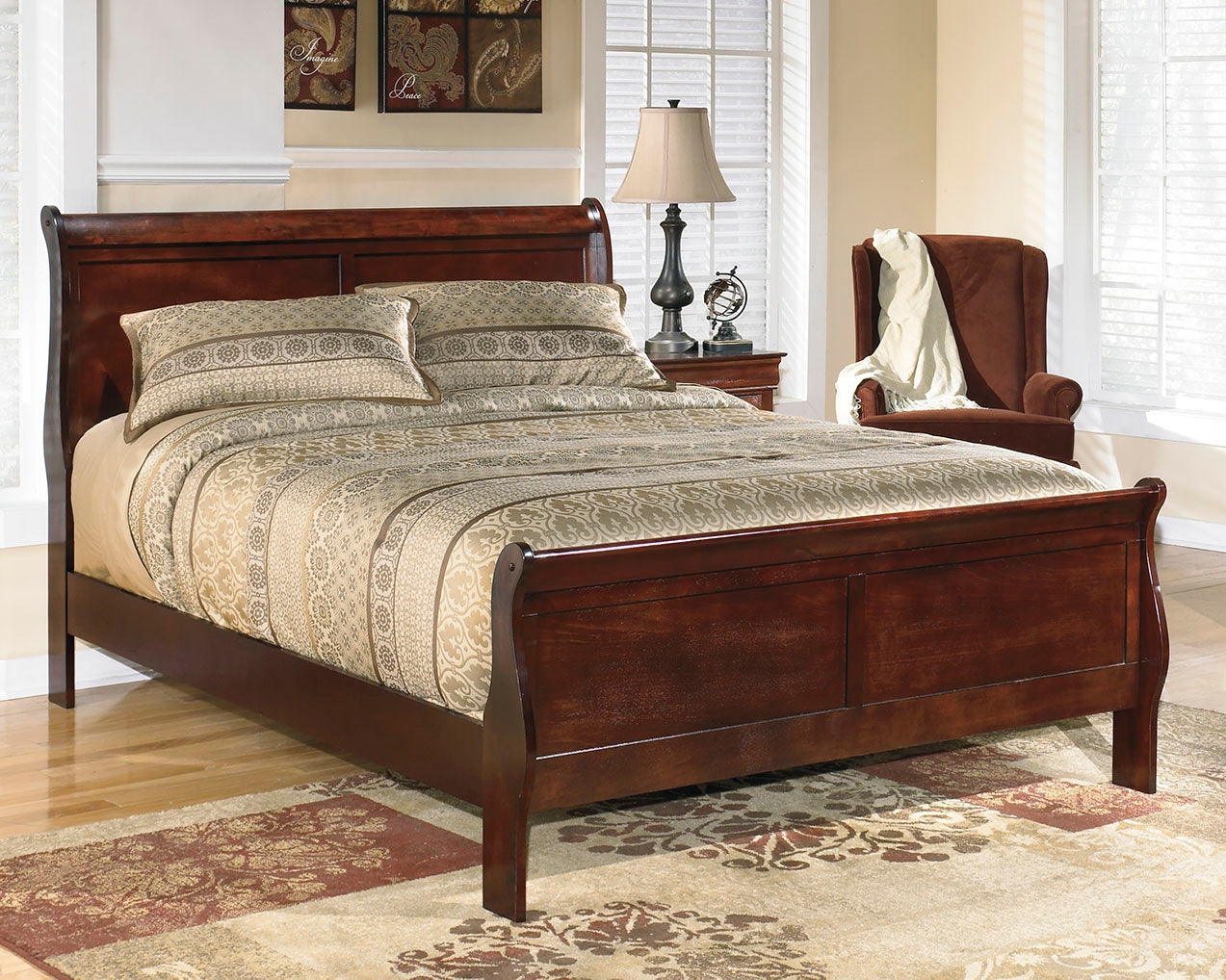 Floridian Furniture - Ashley Furniture - Alisdair Bedroom - King Sleigh Bed / Reddish Brown - B376B8
