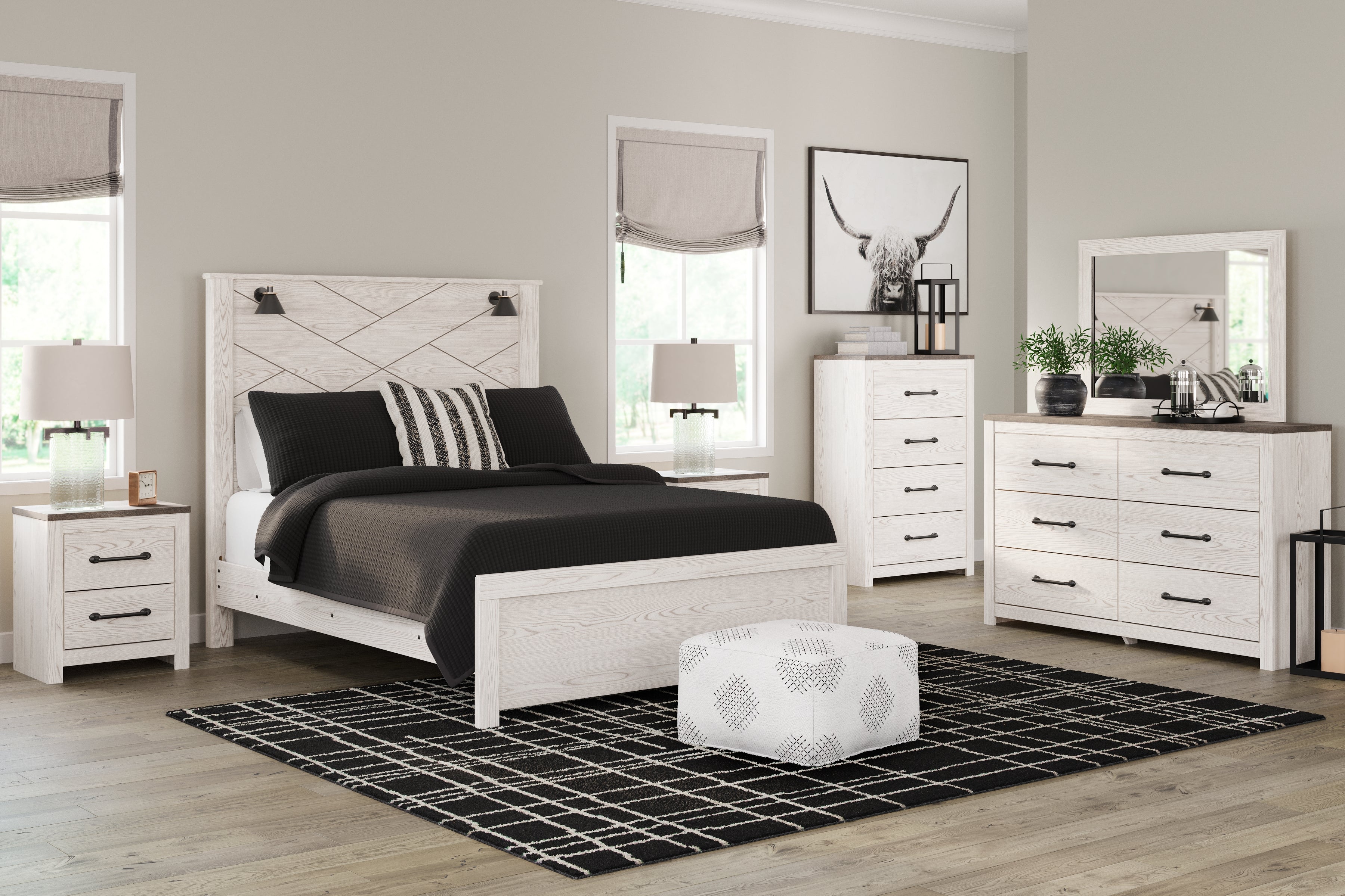 Floridian Furniture - Ashley Furniture - Gerridan Bedroom - Full Panel Bed / White/Gray - B1190B4