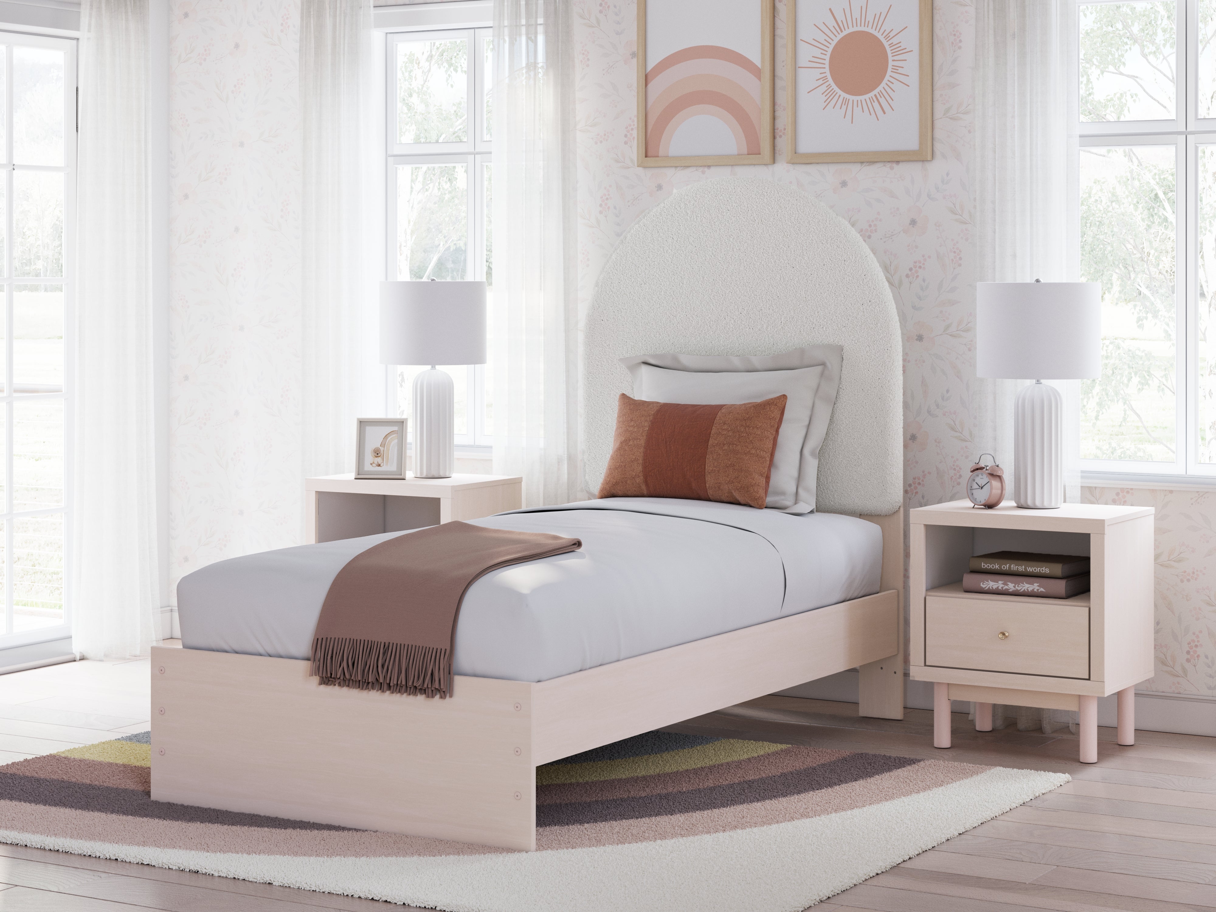 Floridian Furniture - Ashley Furniture - Wistenpine Bedroom - Twin Upholstered Panel Bed with Storage / Blush - B1323B12