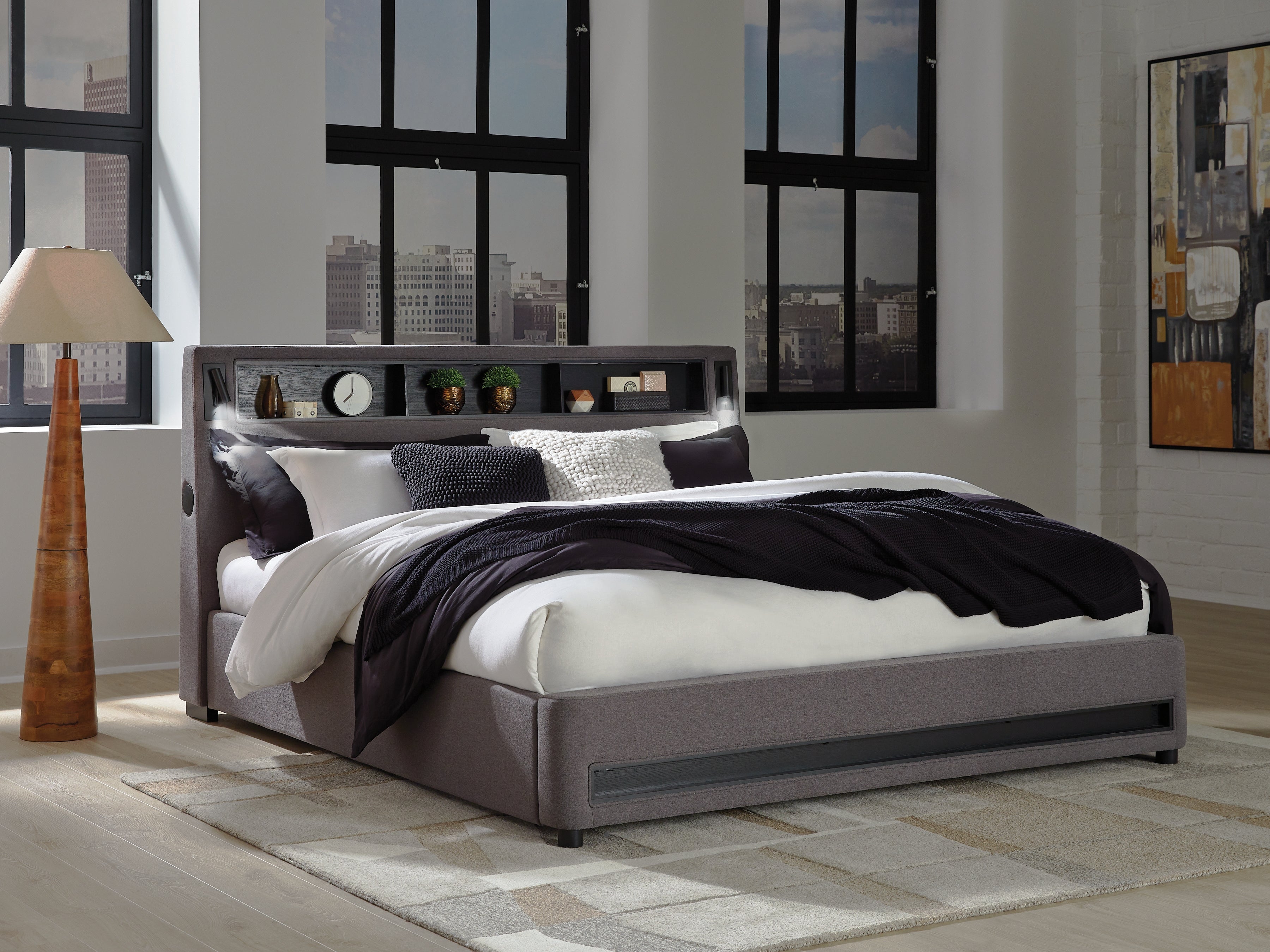 Floridian Furniture - Ashley Furniture - Verishaw Bedroom - King Upholstered Bed / Gray - PCB2721B21