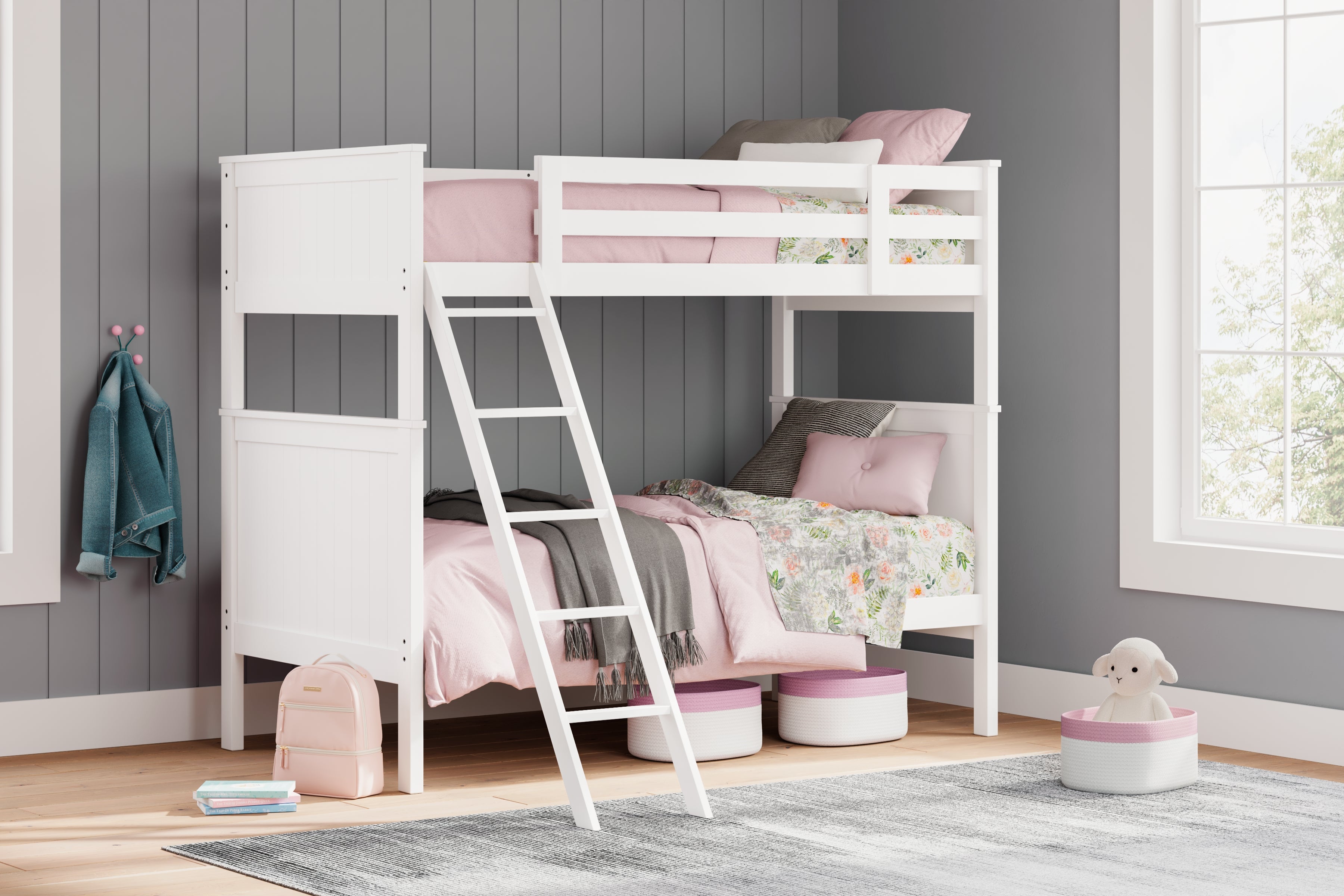 Floridian Furniture - Ashley Furniture - Nextonfort Bedroom - Twin over Twin Bunk Bed / Black - B396B7