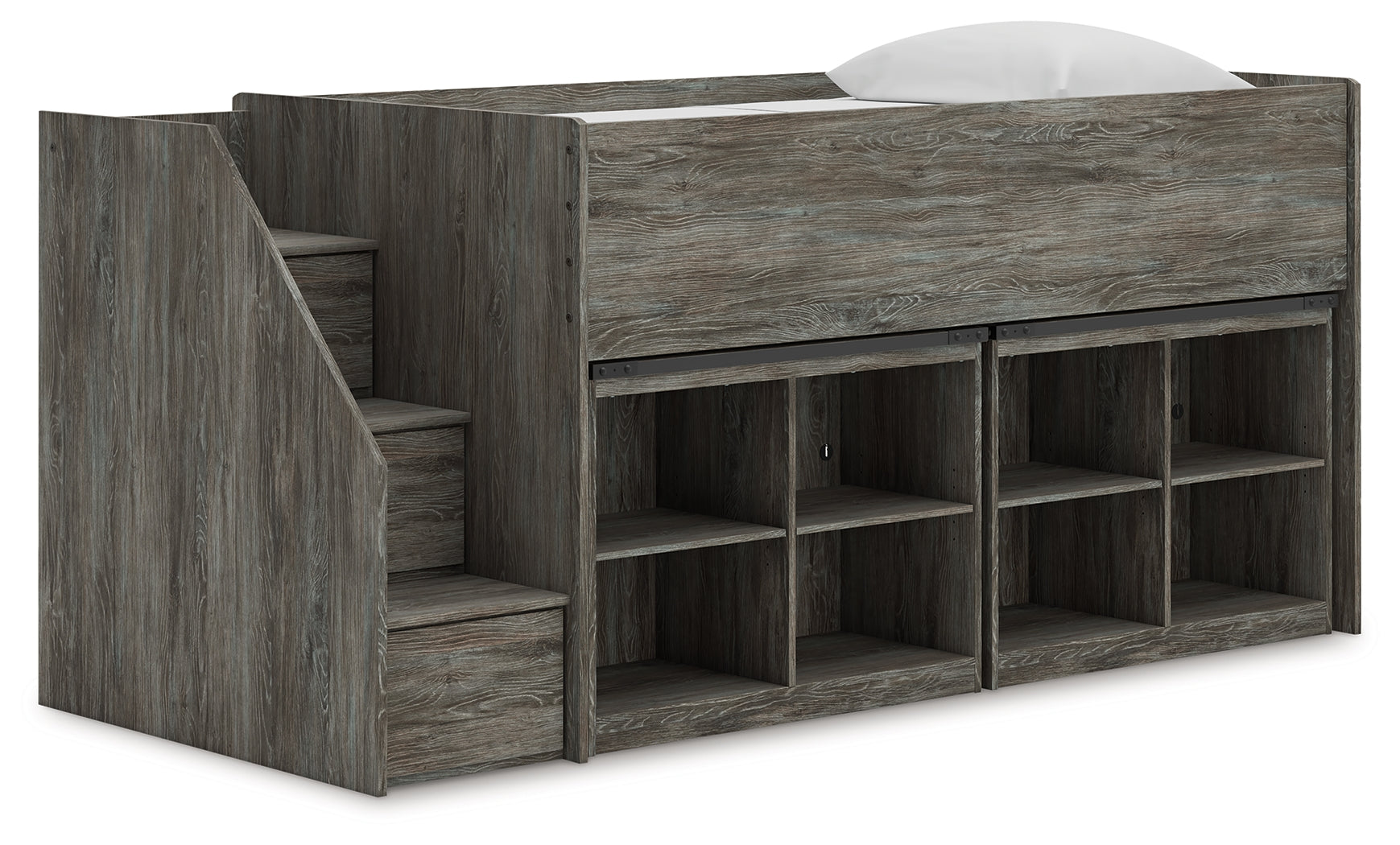 Floridian Furniture - Ashley Furniture - Frandern Twin Loft Bed with Bookcase Storage - Twin Loft Bed with Bookcase Storage / Warm Gray - B4480B25
