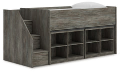 Floridian Furniture - Ashley Furniture - Frandern Twin Loft Bed with Bookcase Storage - Twin Loft Bed with Bookcase Storage / Warm Gray - B4480B25