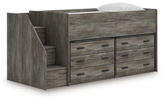 Floridian Furniture - Ashley Furniture - Frandern Twin Loft Bed with Drawer Storage - Twin Loft Bed with Drawer Storage / Warm Gray - B4480B26