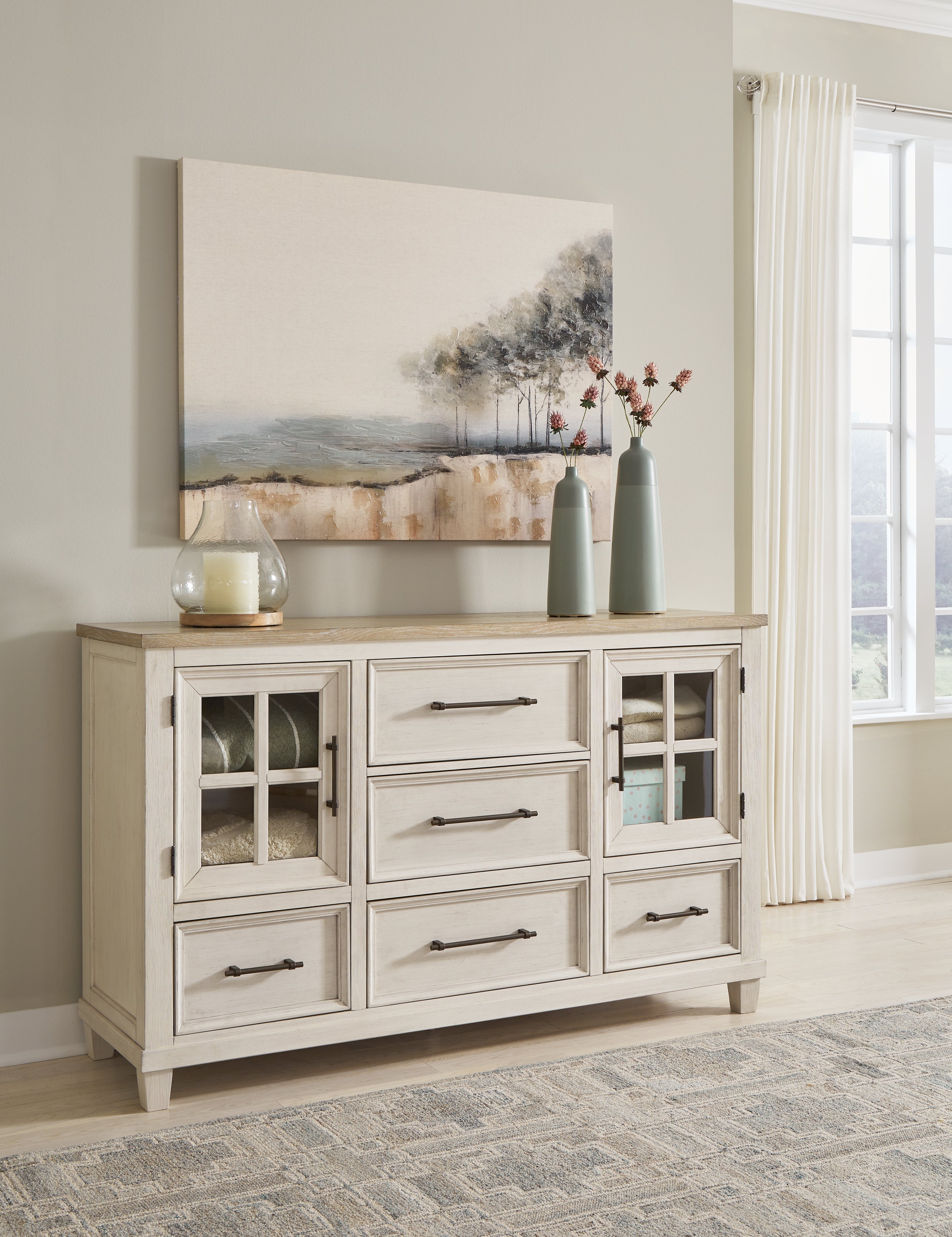 Floridian Furniture - Ashley Furniture - Shaybrock Bedroom - California King Panel Bed / Antique White - B683B7
