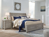 Floridian Furniture - Ashley Furniture - Lettner Bedroom - Queen Panel Storage Bed / Light Gray - B733B31