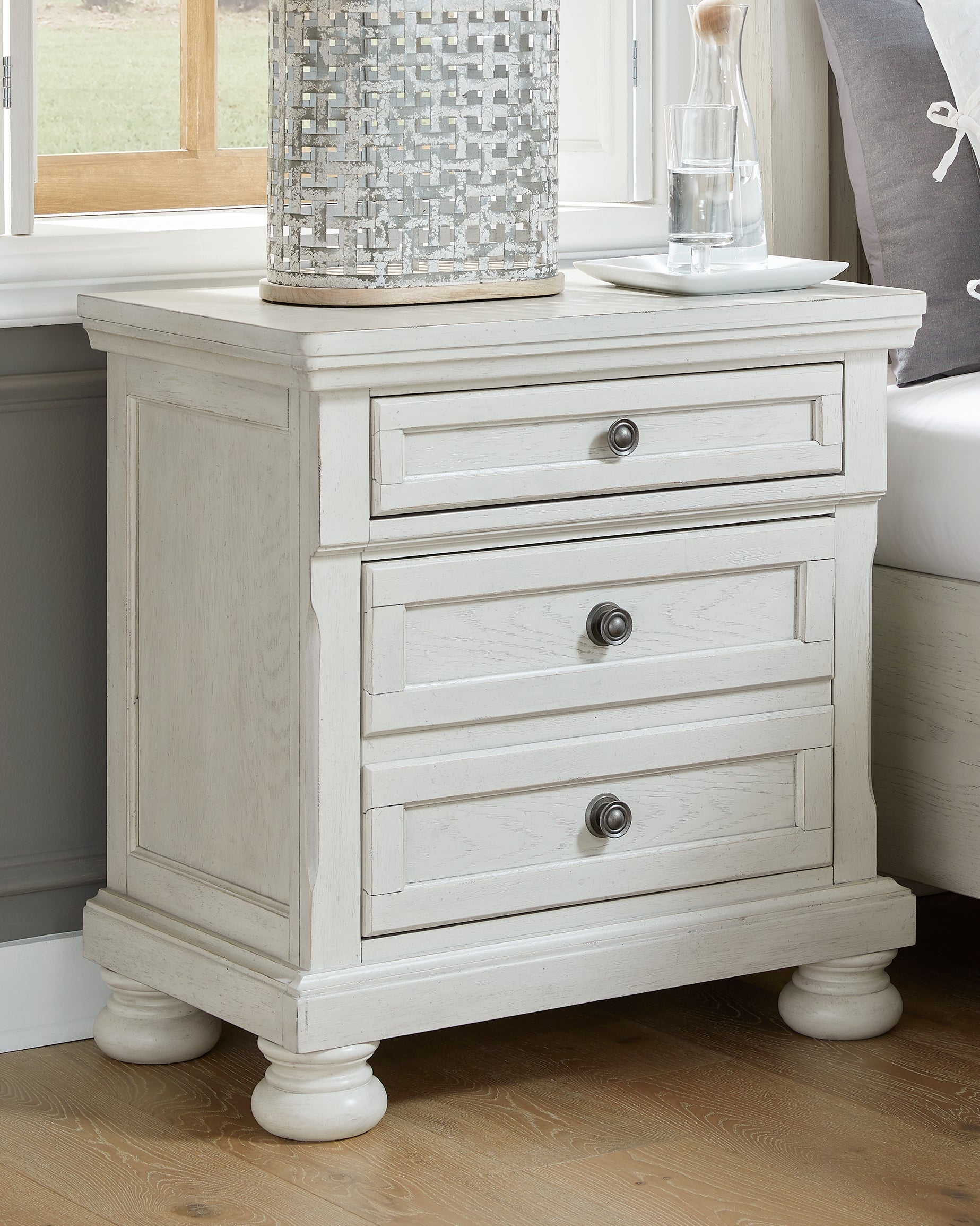 Floridian Furniture - Ashley Furniture - Robbinsdale Bedroom - King Panel Storage Bed / Antique White - B742B25