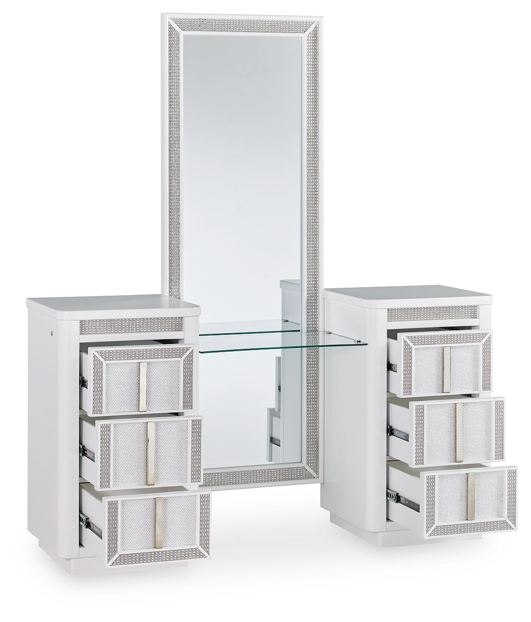 Floridian Furniture - Ashley Furniture - Chalanna Vanity with Mirror - Vanity with Mirror / White - B822B7