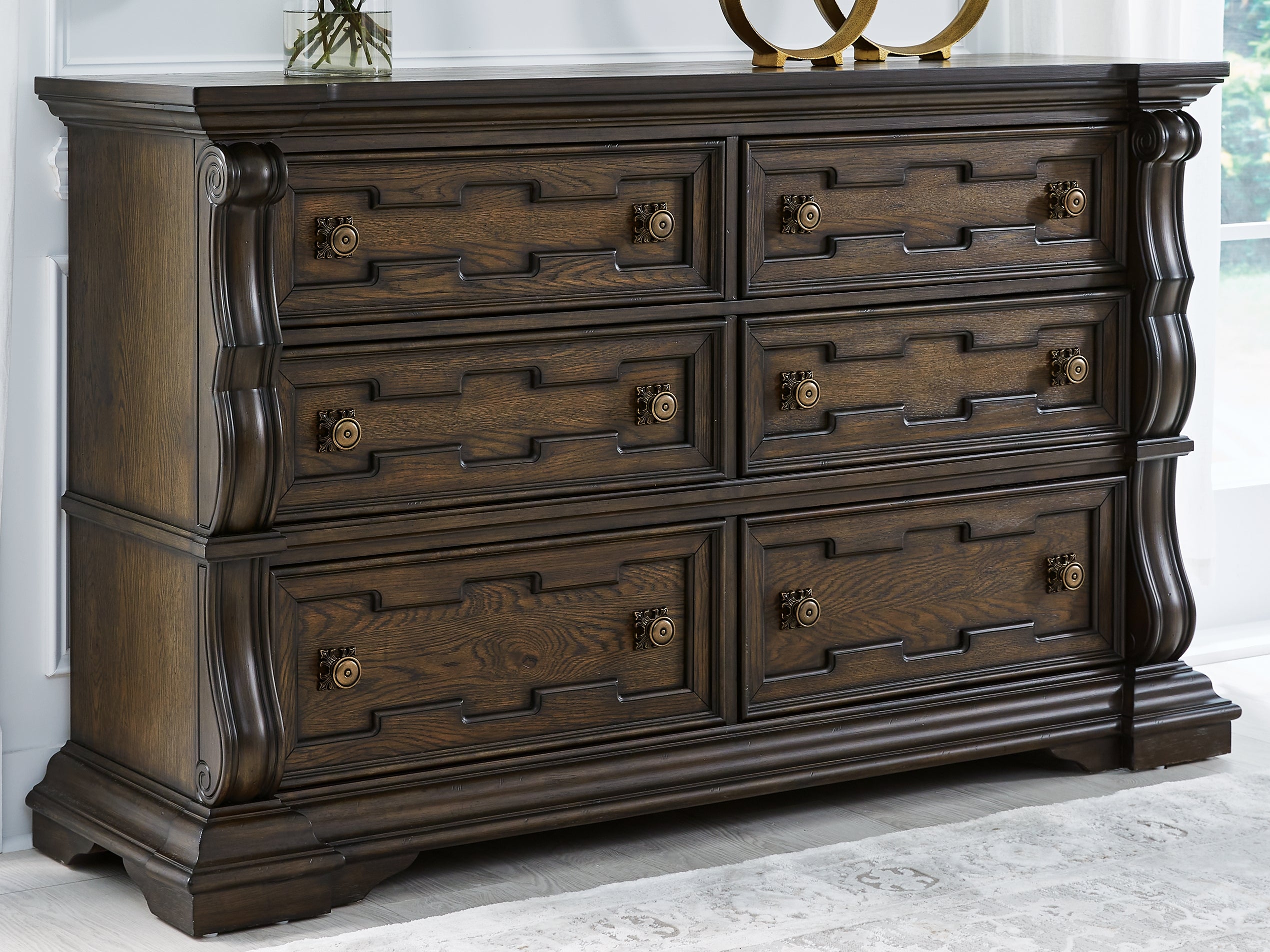 Floridian Furniture - Ashley Furniture - Maylee Bedroom - Dresser and Mirror / Dark Brown - B947B1