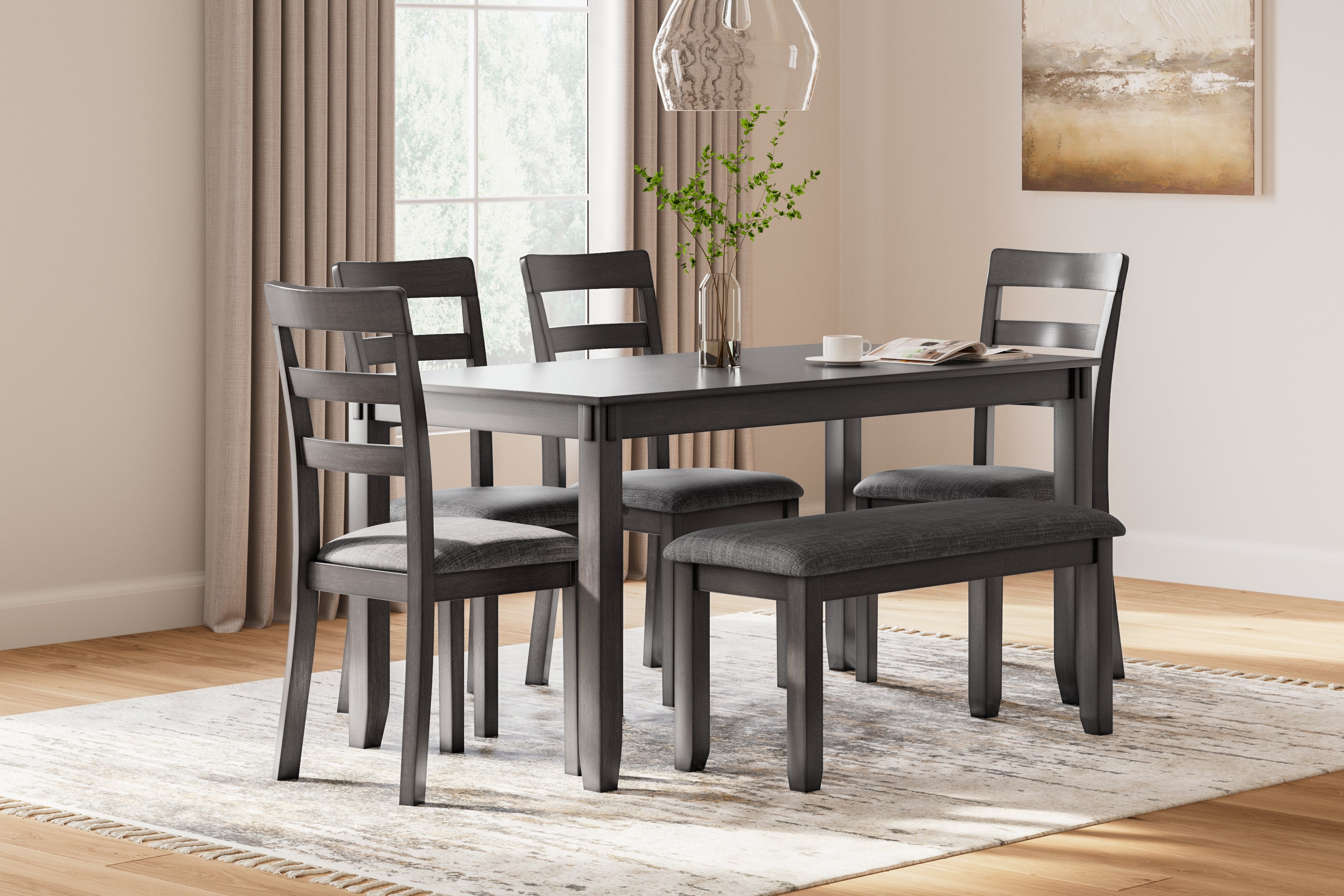 Floridian Furniture - Ashley Furniture - Bridson Dining Room - RECT DRM Table Set (6/CN) / Gray - D383-325