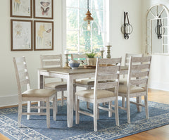 Floridian Furniture - Ashley Furniture - Skempton Dining Room - RECT DRM Counter TBL Set(7/CN) / White/Light Brown - D394-423