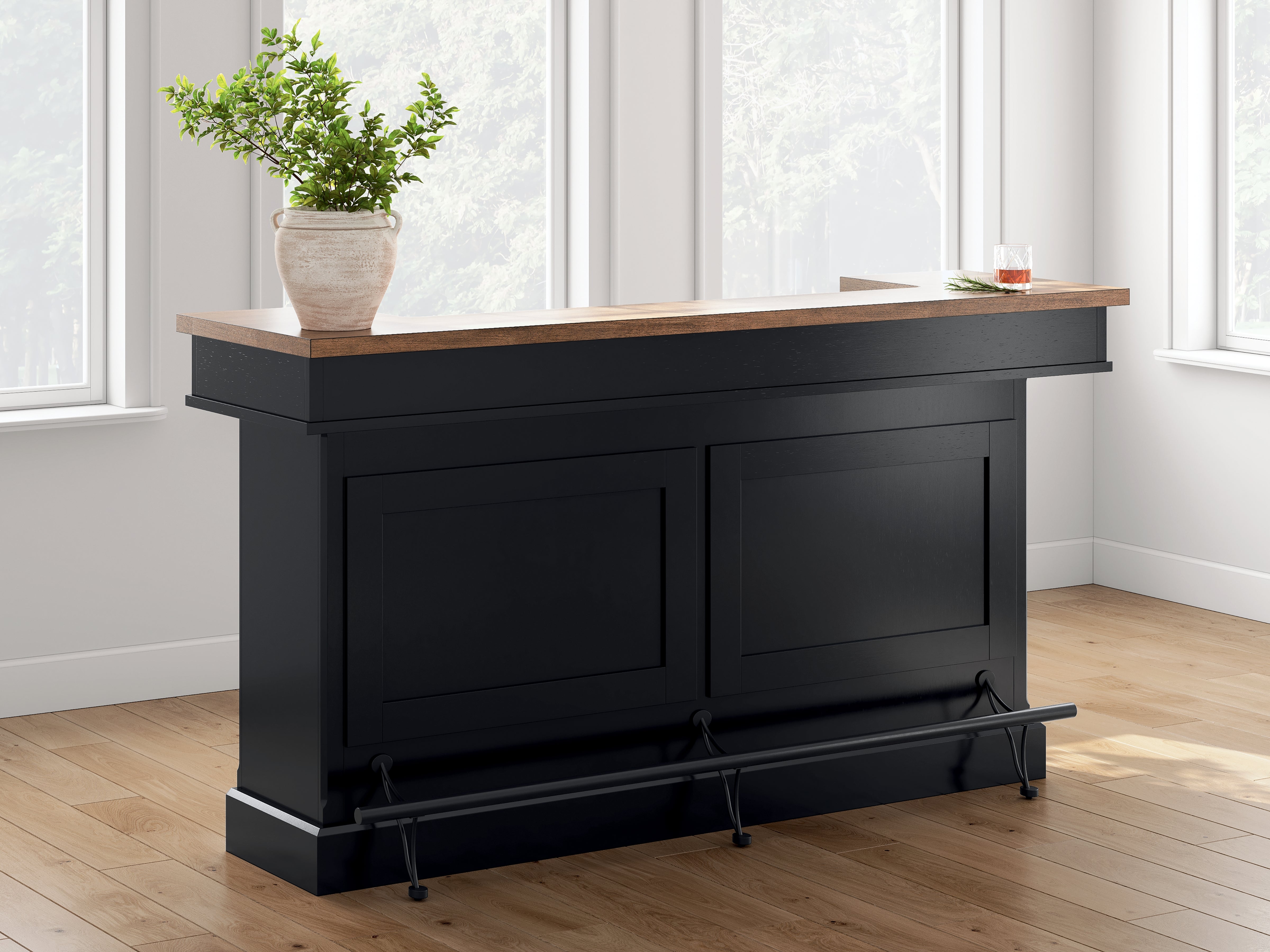 Floridian Furniture - Ashley Furniture - Wildenauer 78" Bar - Bar / Brown/Black - D634-65