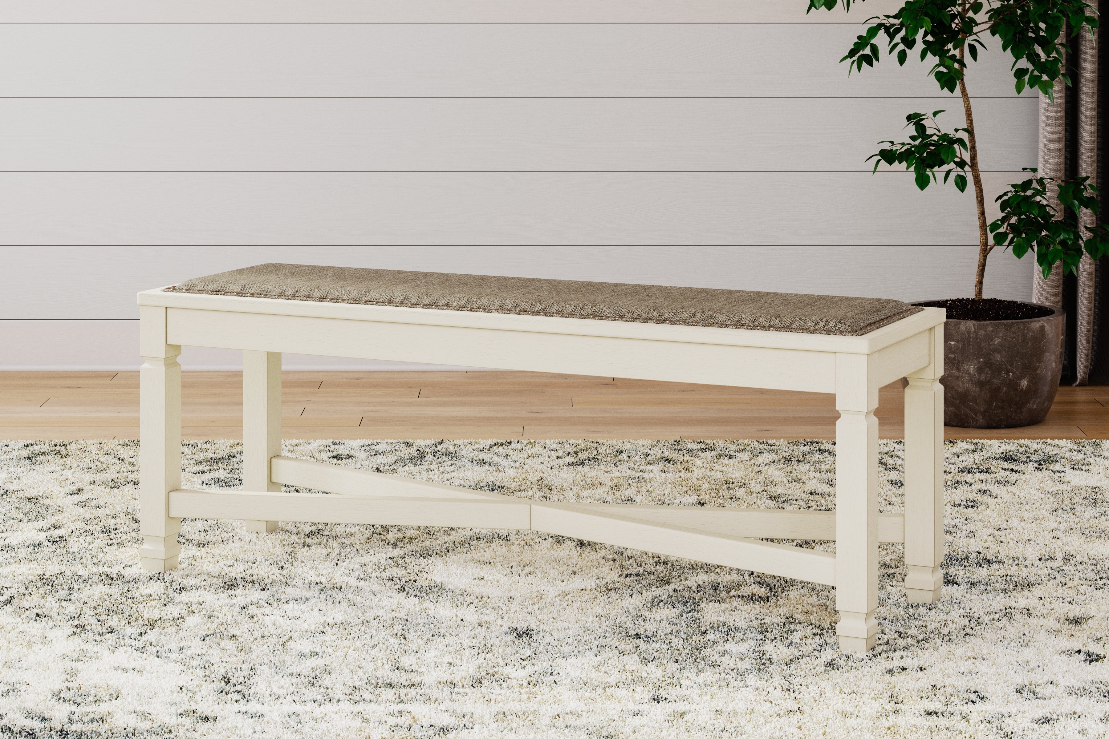 Floridian Furniture - Ashley Furniture - Bolanburg Dining Bench - Large UPH Dining Room Bench / Two-tone / 50"W x 15"D x 20"H - D647-00