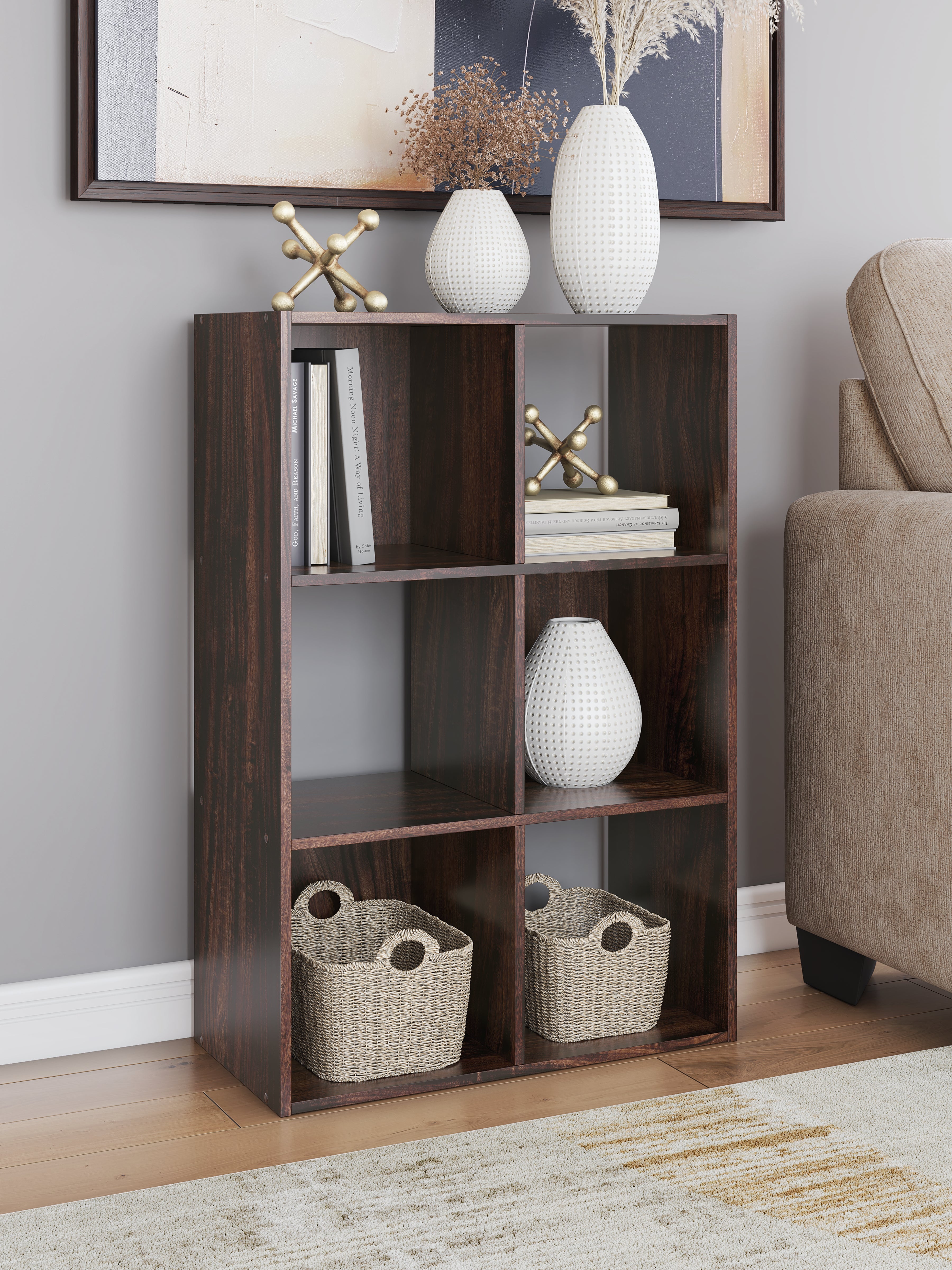 Floridian Furniture - Ashley Furniture - Glosmount Six Cube Organizer - Six Cube Organizer / Cherry/Light Brown - EA1055-3X2