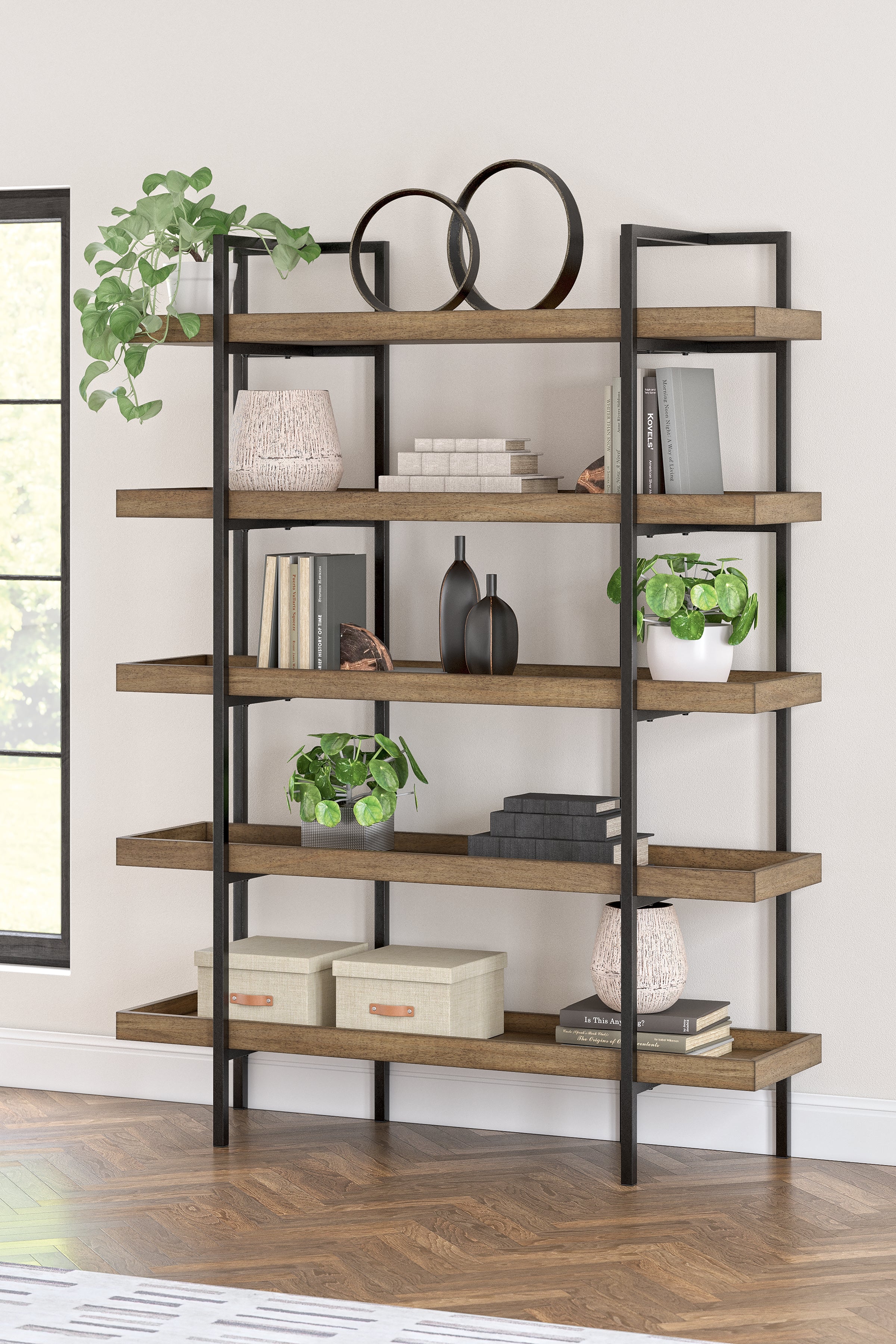 Floridian Furniture - Ashley Furniture - Montia Bookcase - Bookcase / Light Brown - H632-70