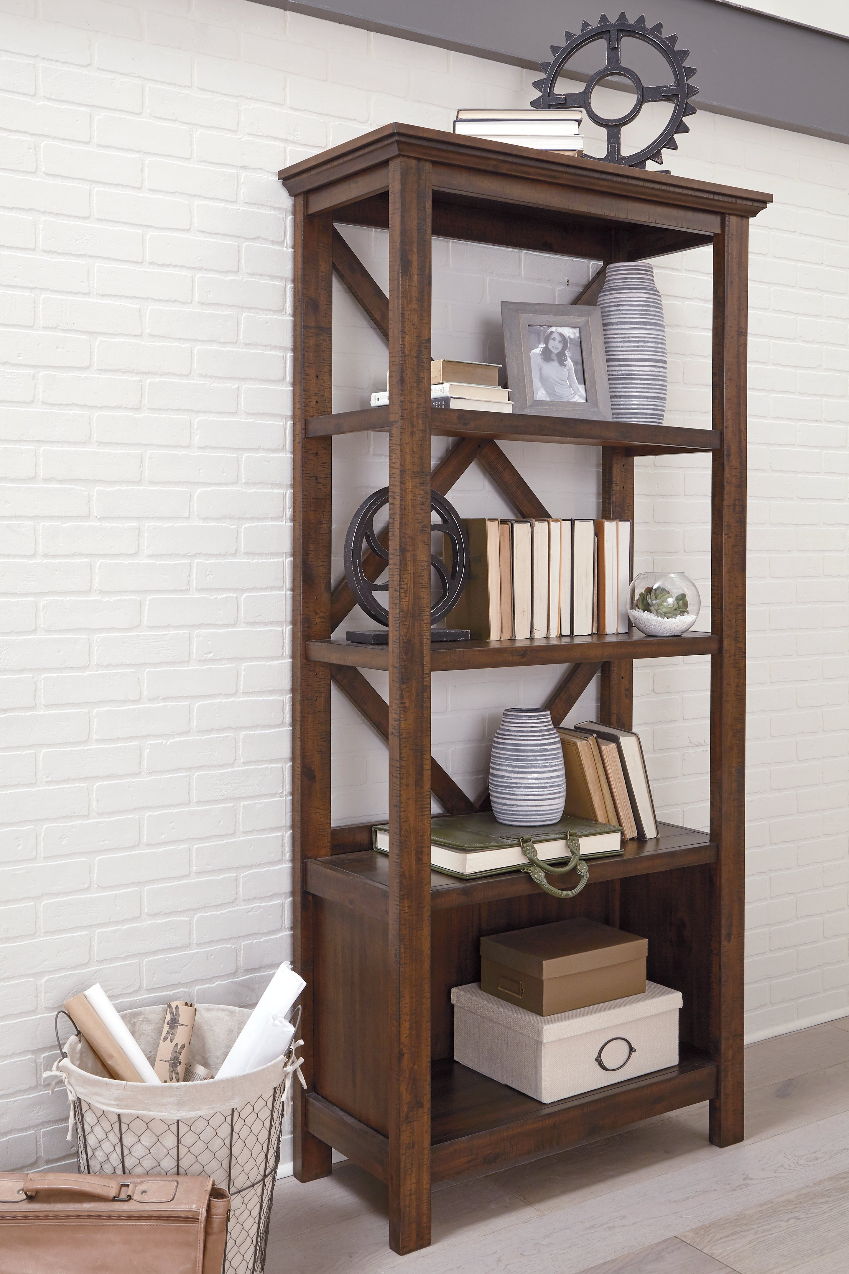 Floridian Furniture - Ashley Furniture - Baldridge Bookcase - Large Bookcase / Rustic Brown - H675-17