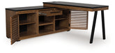 Floridian Furniture - Ashley Furniture - Kallari Office Desk - Credenza with Desk Return / Warm Brown/Black - H737H1