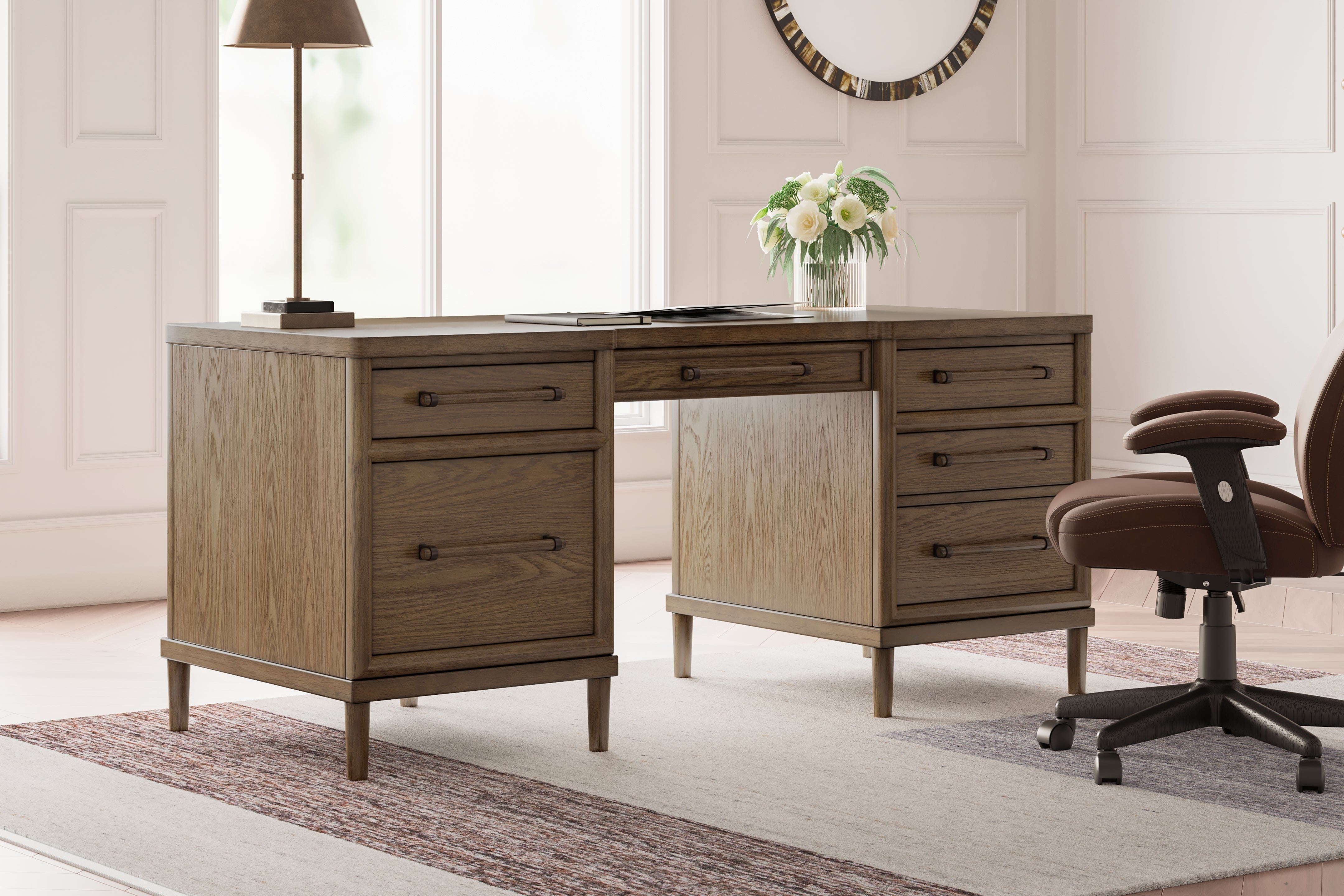 Floridian Furniture - Ashley Furniture - Roanhowe Office Desk - Home Office Desk / Brown - H769-21
