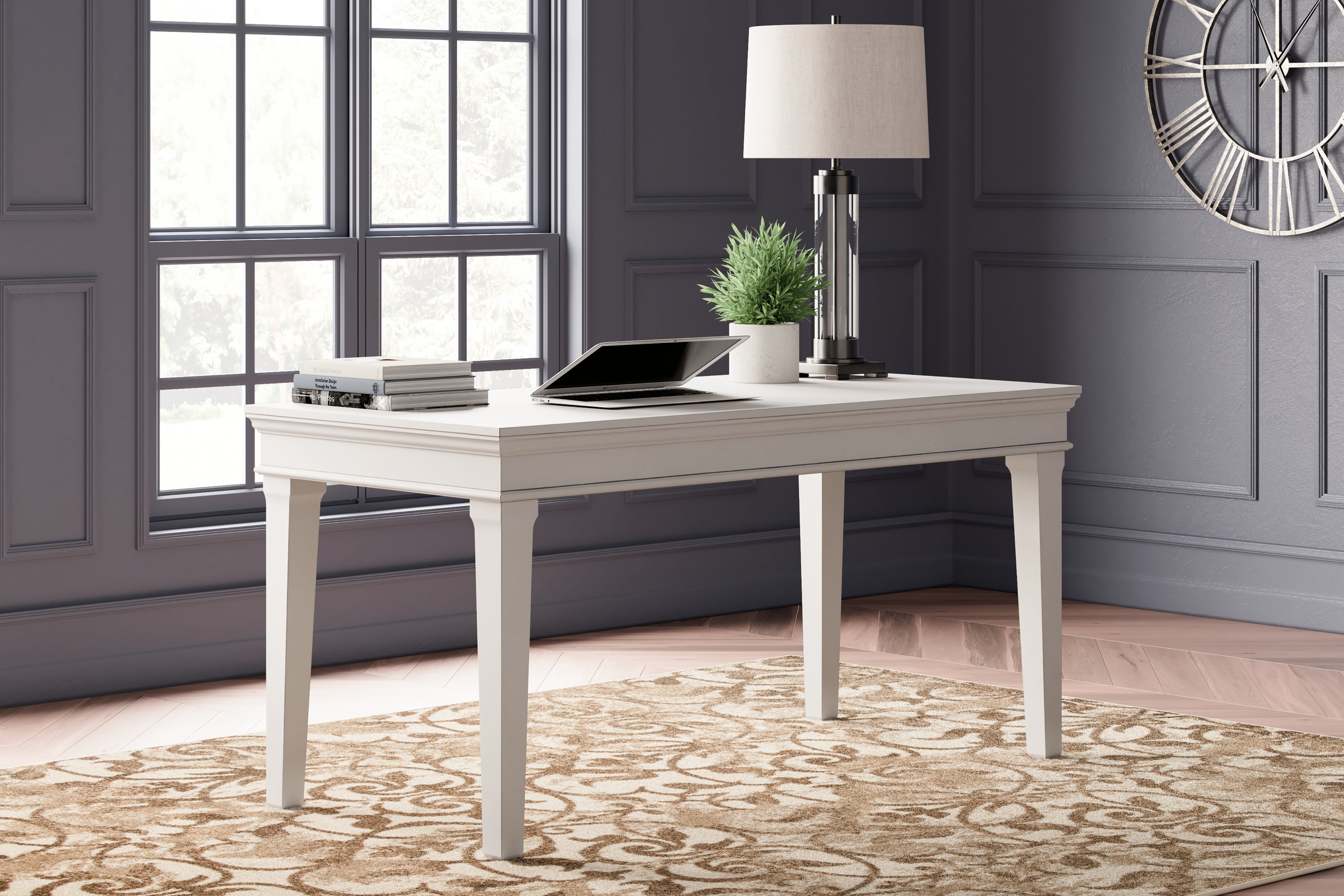 Floridian Furniture - Ashley Furniture - Kanwyn Office Desk - Home Office Desk / Whitewash - H777-44