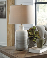 Floridian Furniture - Ashley Furniture - Marnina Lighting - Ceramic Table Lamp (Set of 2) / Taupe - L121854