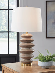 Floridian Furniture - Ashley Furniture - Jyllyard Lighting - Poly Table Lamp (1/CN) / Brown/Gold Finish - L235944