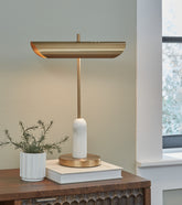Floridian Furniture - Ashley Furniture - Rowleigh Lighting - Marble Desk Lamp (1/CN) / Gold Finish/White - L734392