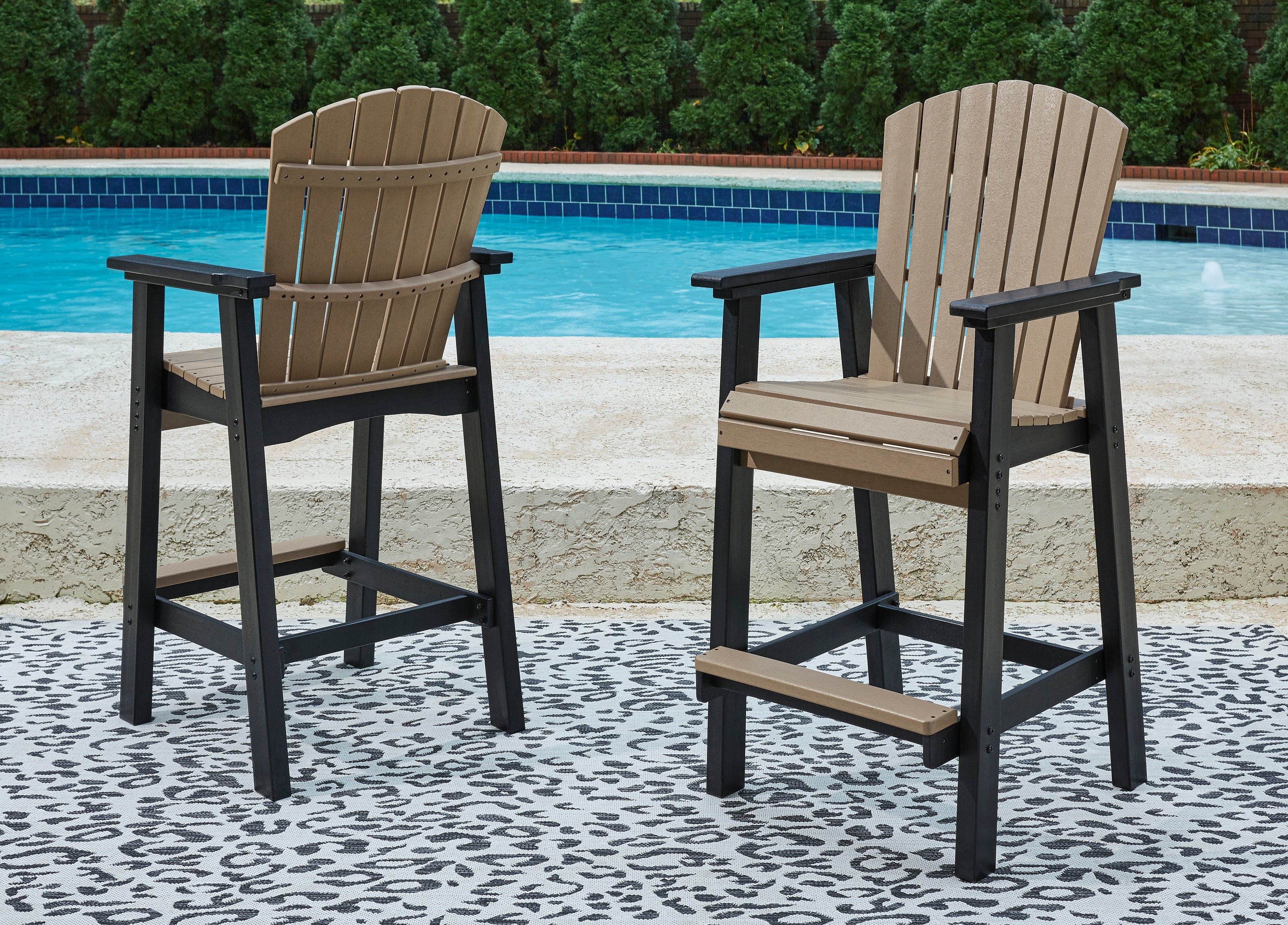 Floridian Furniture - Ashley Furniture - Fairen Trail Outdoor - Barstool (Set of 2) / Black/Driftwood - P211-124