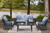 Floridian Furniture - Ashley Furniture - Bridges Beach Outdoor - Love/Chairs/Table Set (4/CN) - PCP391-080