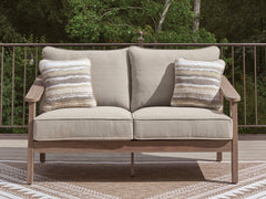Floridian Furniture - Ashley Furniture - Harmony Headlands Outdoor - Loveseat w/Cushion / Natural/Gray - PCP428-835