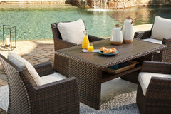 Floridian Furniture - Ashley Furniture - Easy Isle Outdoor - RECT Multi-Use Table / Dark Brown/Beige - P455-625