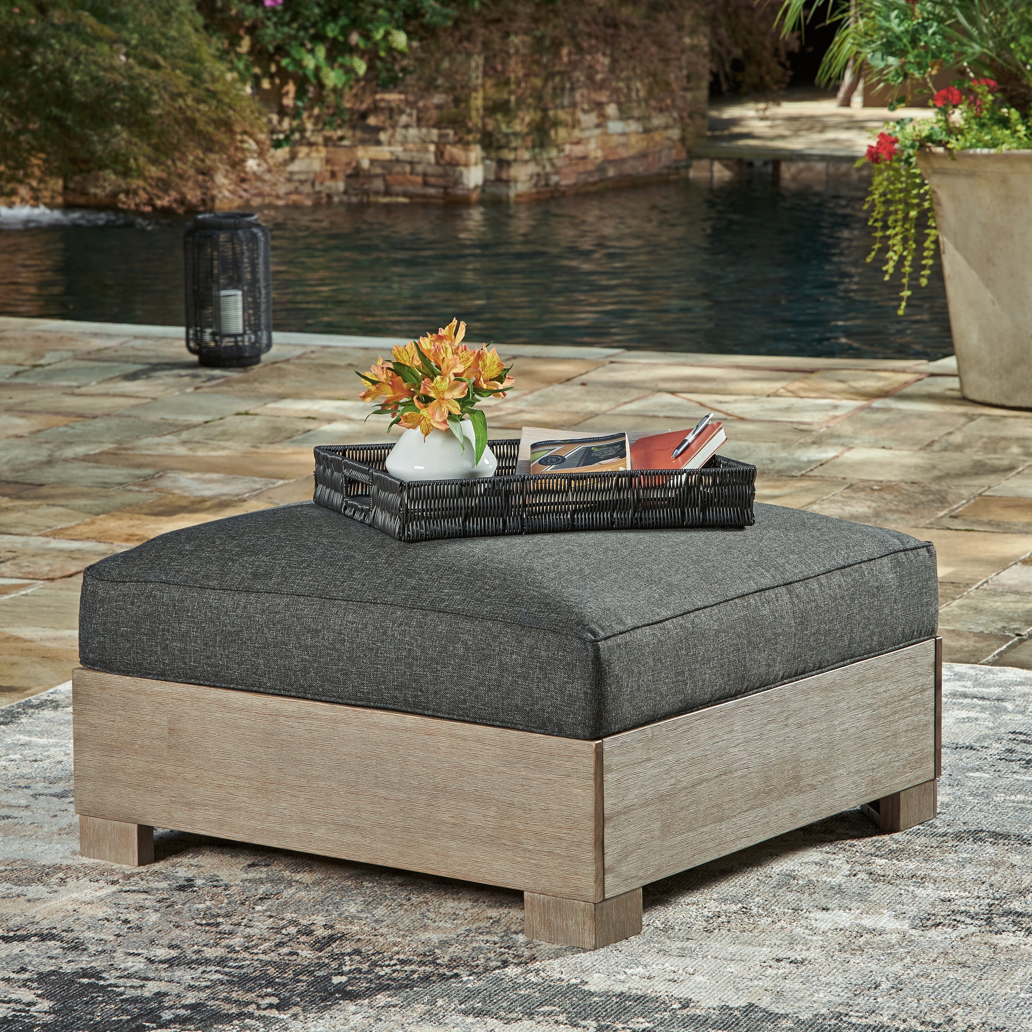Floridian Furniture - Ashley Furniture - Citrine Park Outdoor - Armless Chair w/Cushion (1/CN) / Brown/Charcoal - P660-846