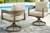 Floridian Furniture - Ashley Furniture - Serene Bay Outdoor - Arm Chair With Cushion (Set of 2) / Dark Brown/White - P671-601A