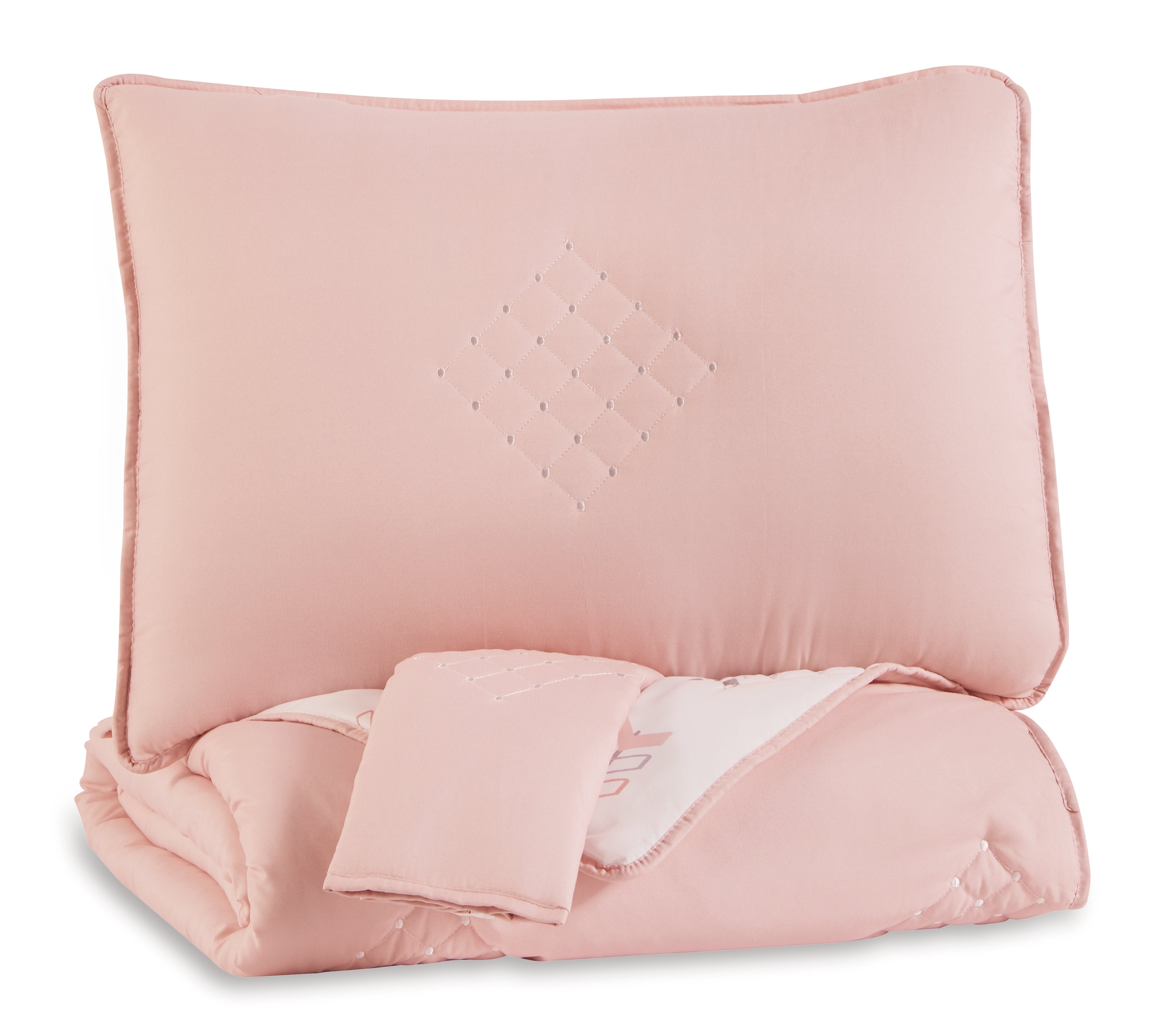 Floridian Furniture - Ashley Furniture - Lexann Full Comforter Set - Full Comforter Set / Pink/White/Gray - Q901003F