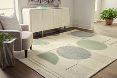 Floridian Furniture - Ashley Furniture - Dallane Rug - 5' x 7' Rug / Linen/Blue/Green - R406352