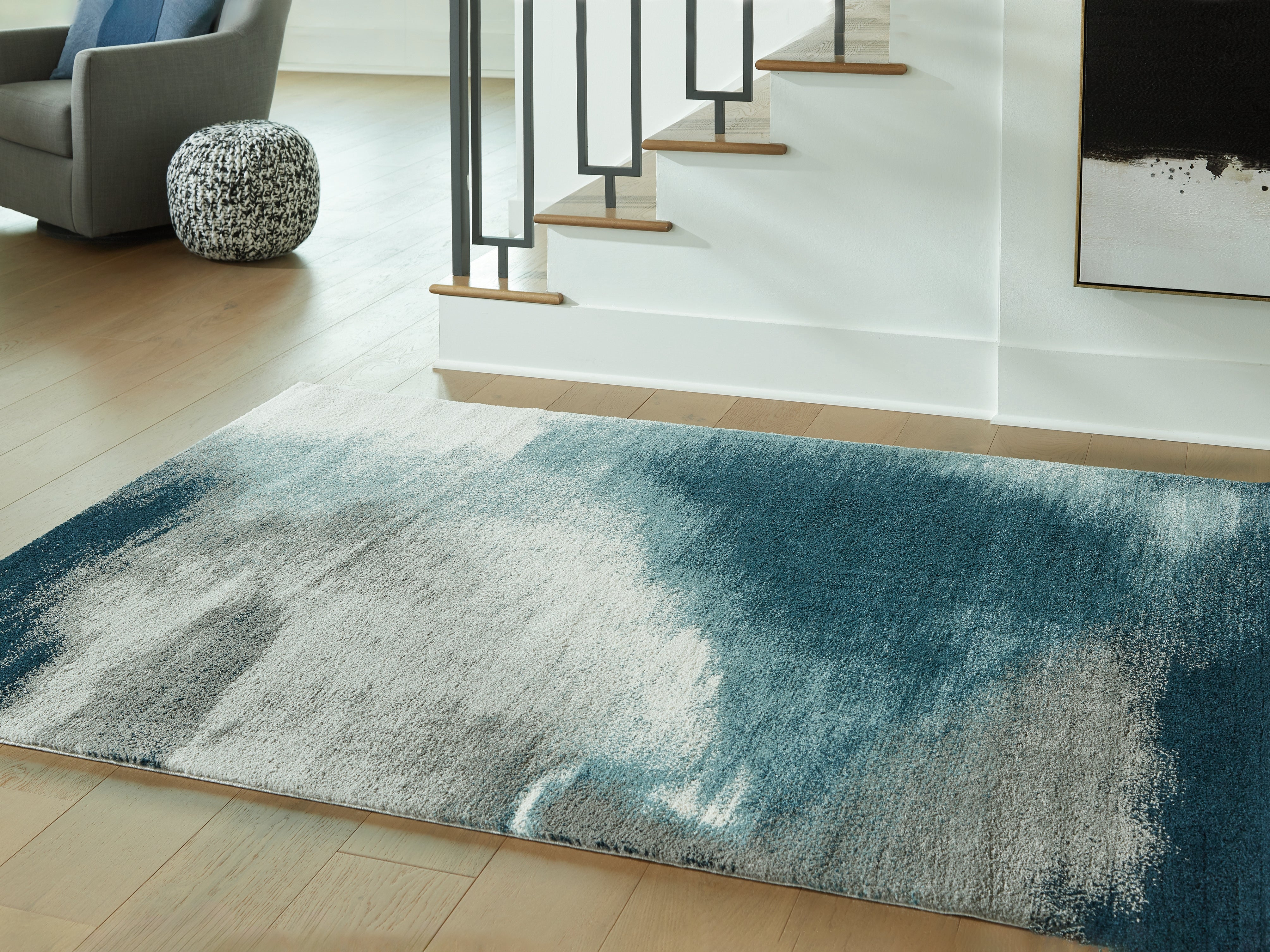 Floridian Furniture - Ashley Furniture - Brentward Rug - 8' x 10' Rug / Blue/Gray/Ivory - R407081