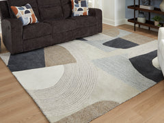 Floridian Furniture - Ashley Furniture - Edrickhill Rug - 5' x 7' Rug / Grayish Teal/Taupe/Cream - R407122